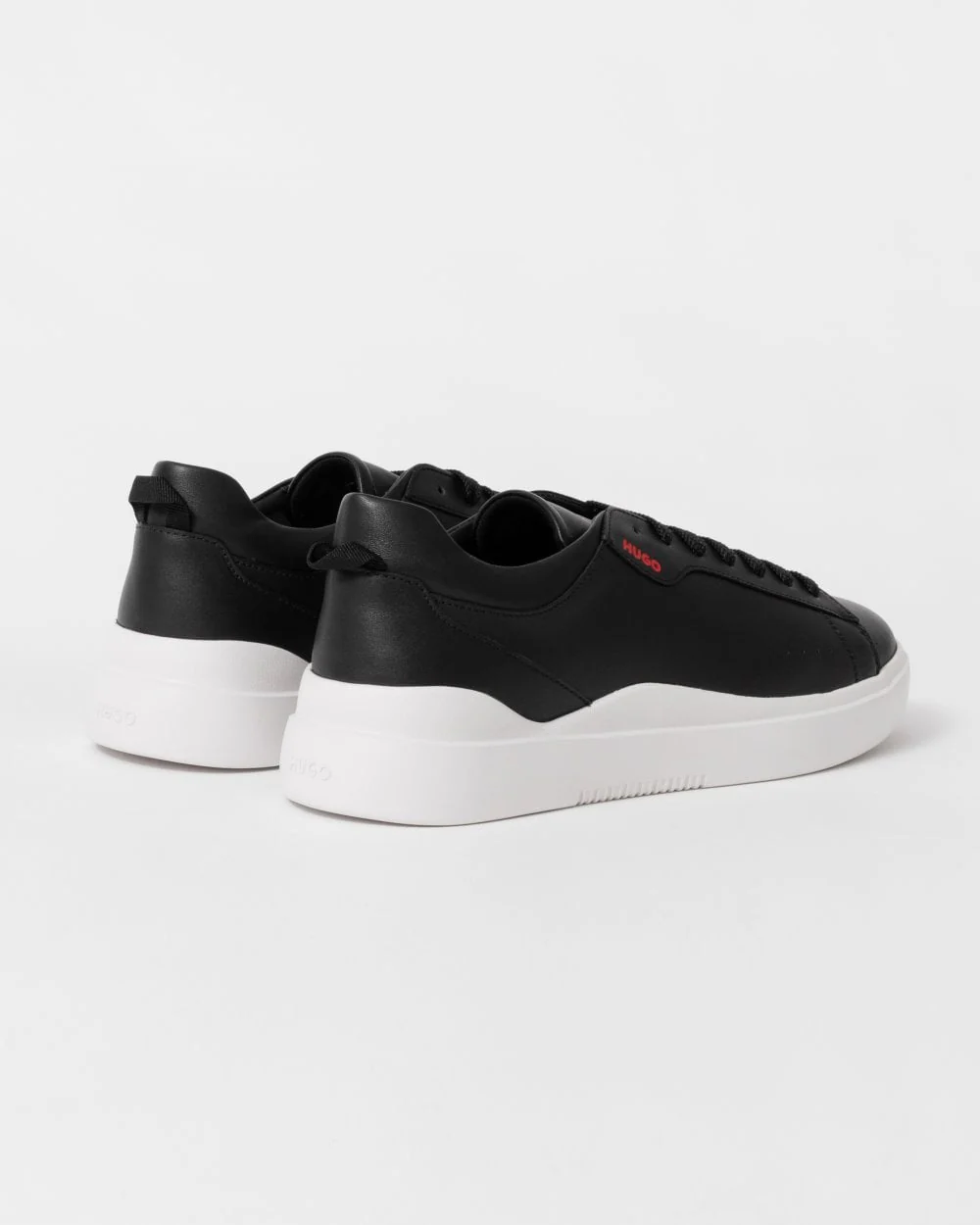HUGO Blake Tenn Mens Leather Trainers with Branded Quarter - Black 001 - Image 4