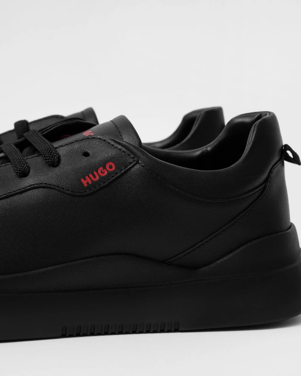 HUGO Blake Tenn Mens Leather Trainers with Branded Quarter - Black 005 - Image 4