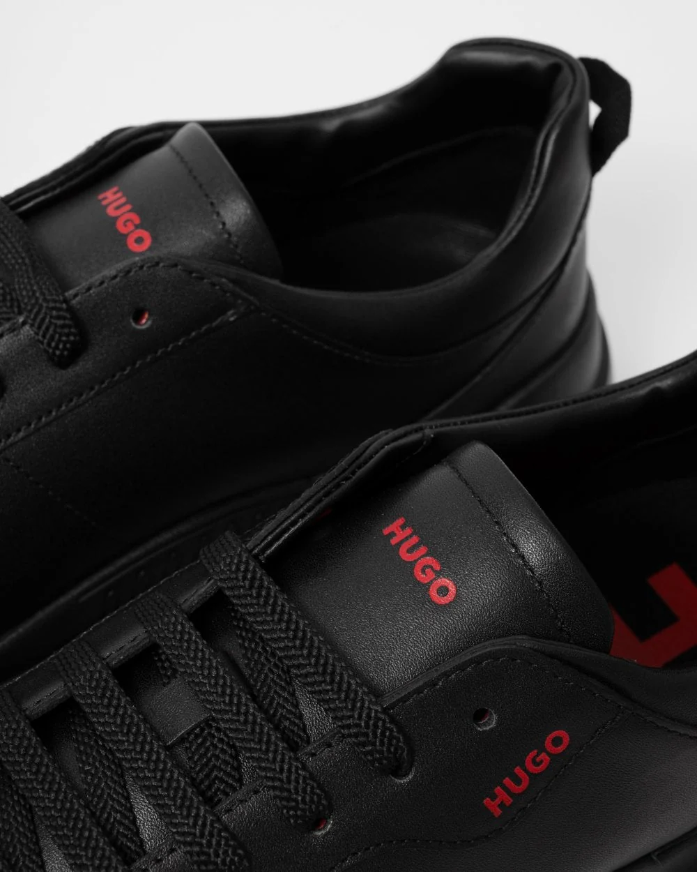 HUGO Blake Tenn Mens Leather Trainers with Branded Quarter - Black 005 - Image 5