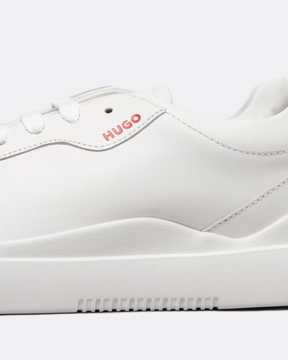 HUGO Blake Tenn Mens Leather Trainers with Branded Quarter - White 100 - Image 2