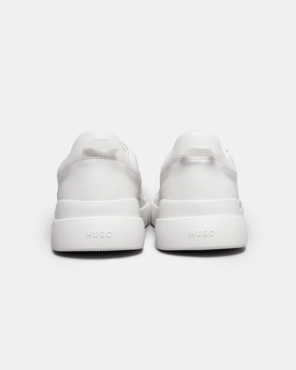 HUGO Blake Tenn Mens Leather Trainers with Branded Quarter - White 100 - Image 4