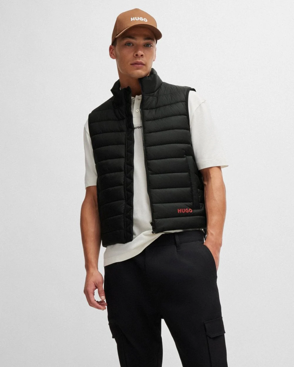 HUGO Brentino2431 Mens Water Repellent Slim-Fit Padded Gilet with Logo Detail - Image 3