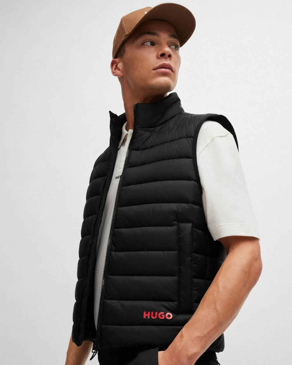 HUGO Brentino2431 Mens Water Repellent Slim-Fit Padded Gilet with Logo Detail - Image 4
