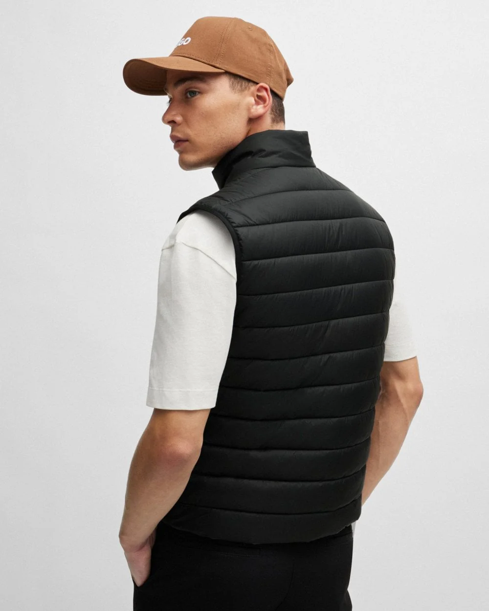 HUGO Brentino2431 Mens Water Repellent Slim-Fit Padded Gilet with Logo Detail - Image 5