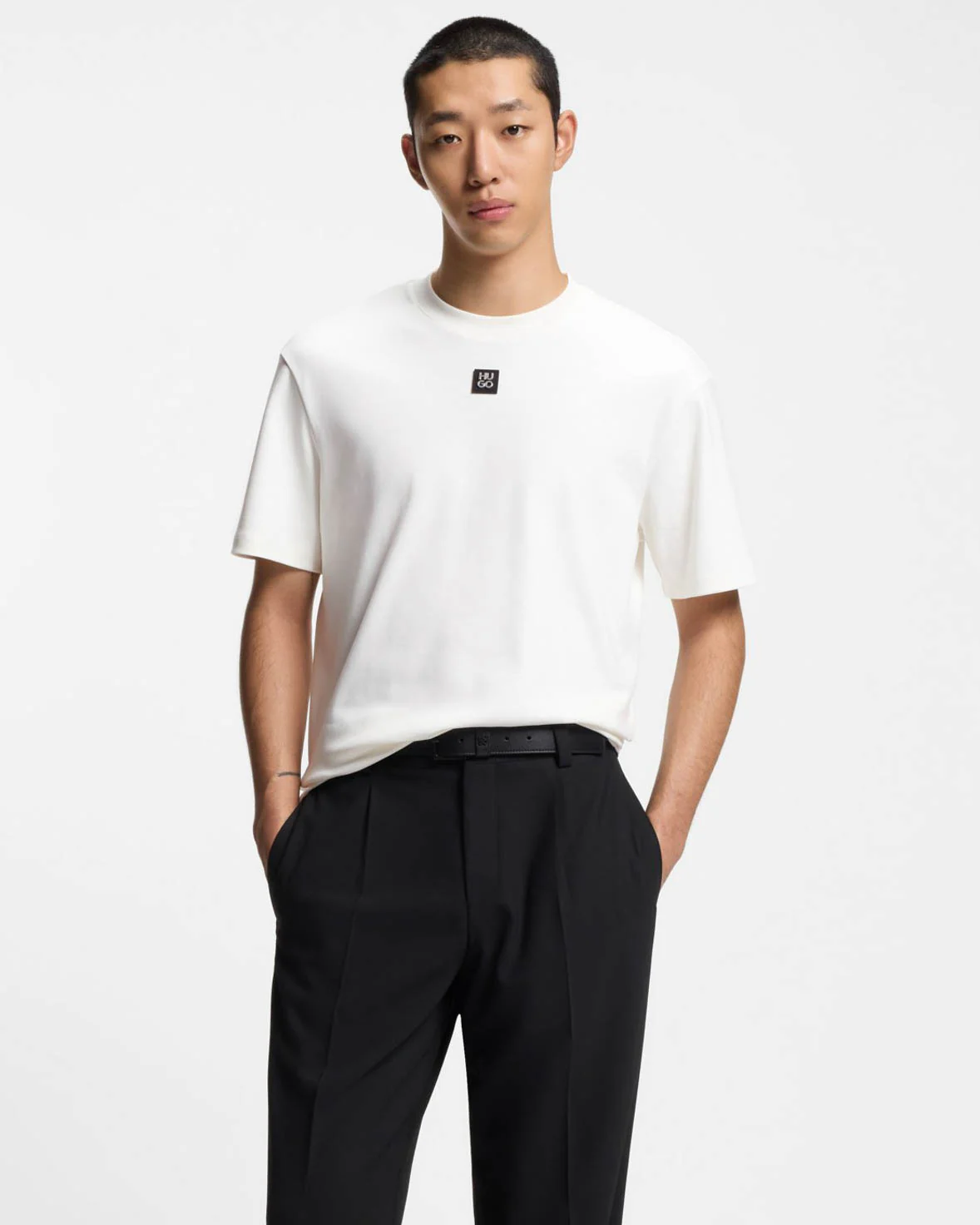 HUGO Dalile Mens T-Shirt - Natural 103 - Image 3