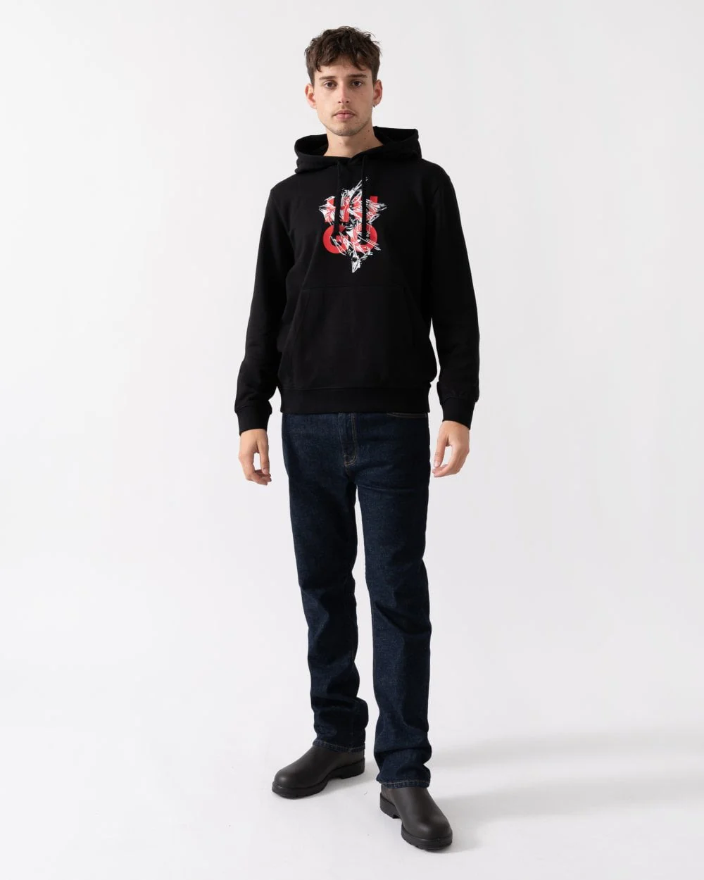 HUGO Daltorreson Mens Logo Graphic Hoodie - Image 3