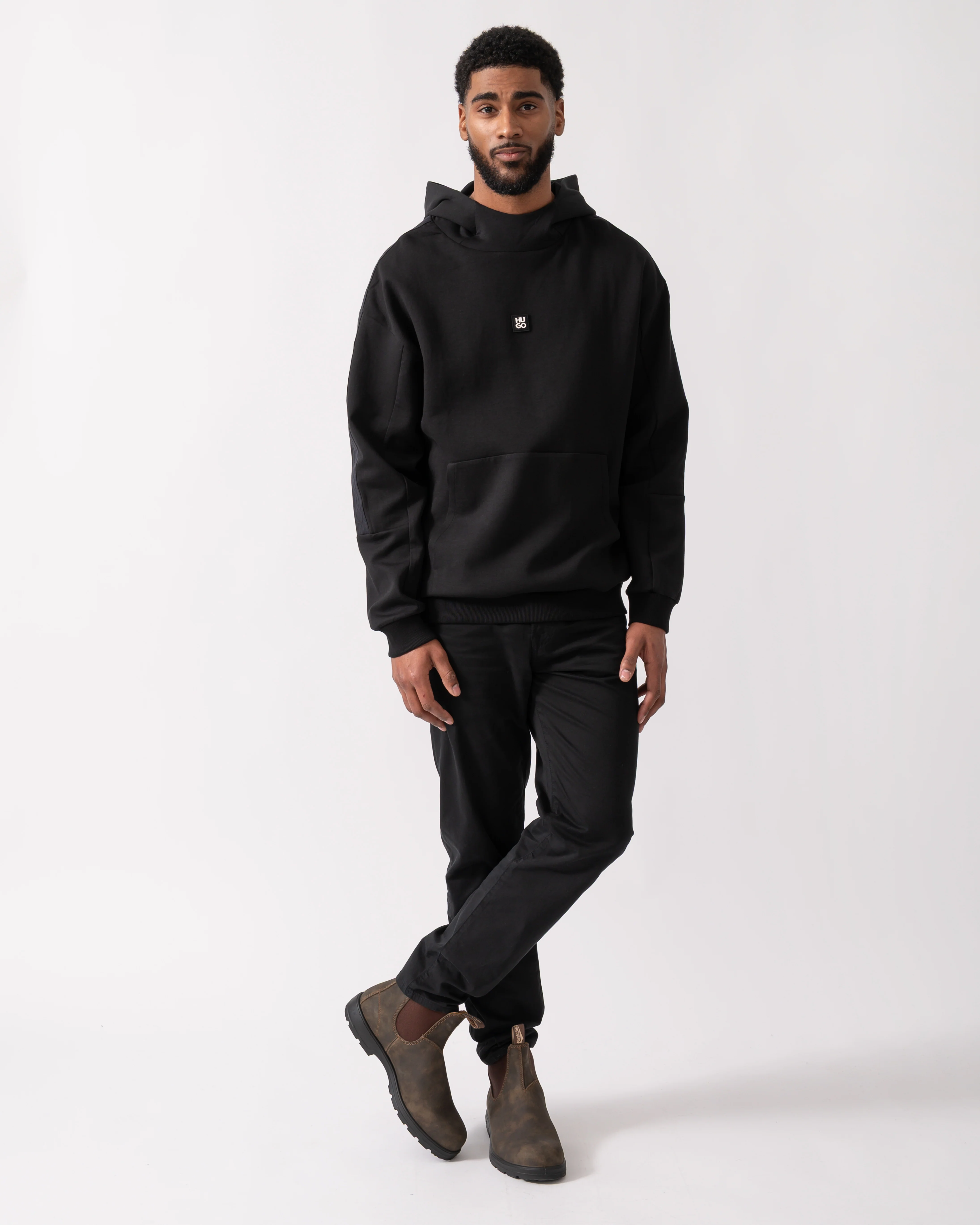 HUGO Danovohood Mens Hoodie - Black 001 - Image 2