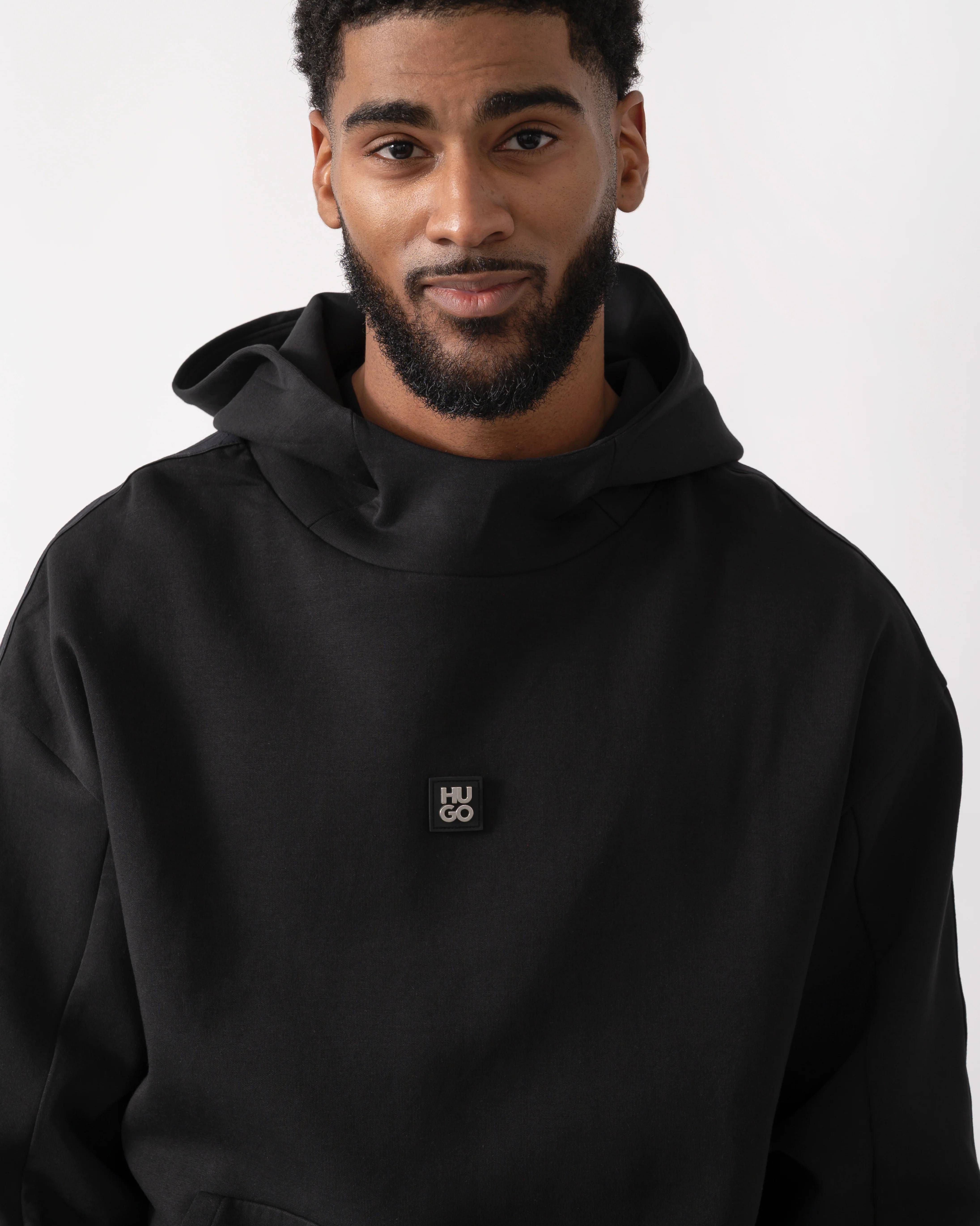 HUGO Danovohood Mens Hoodie - Black 001 - Image 3