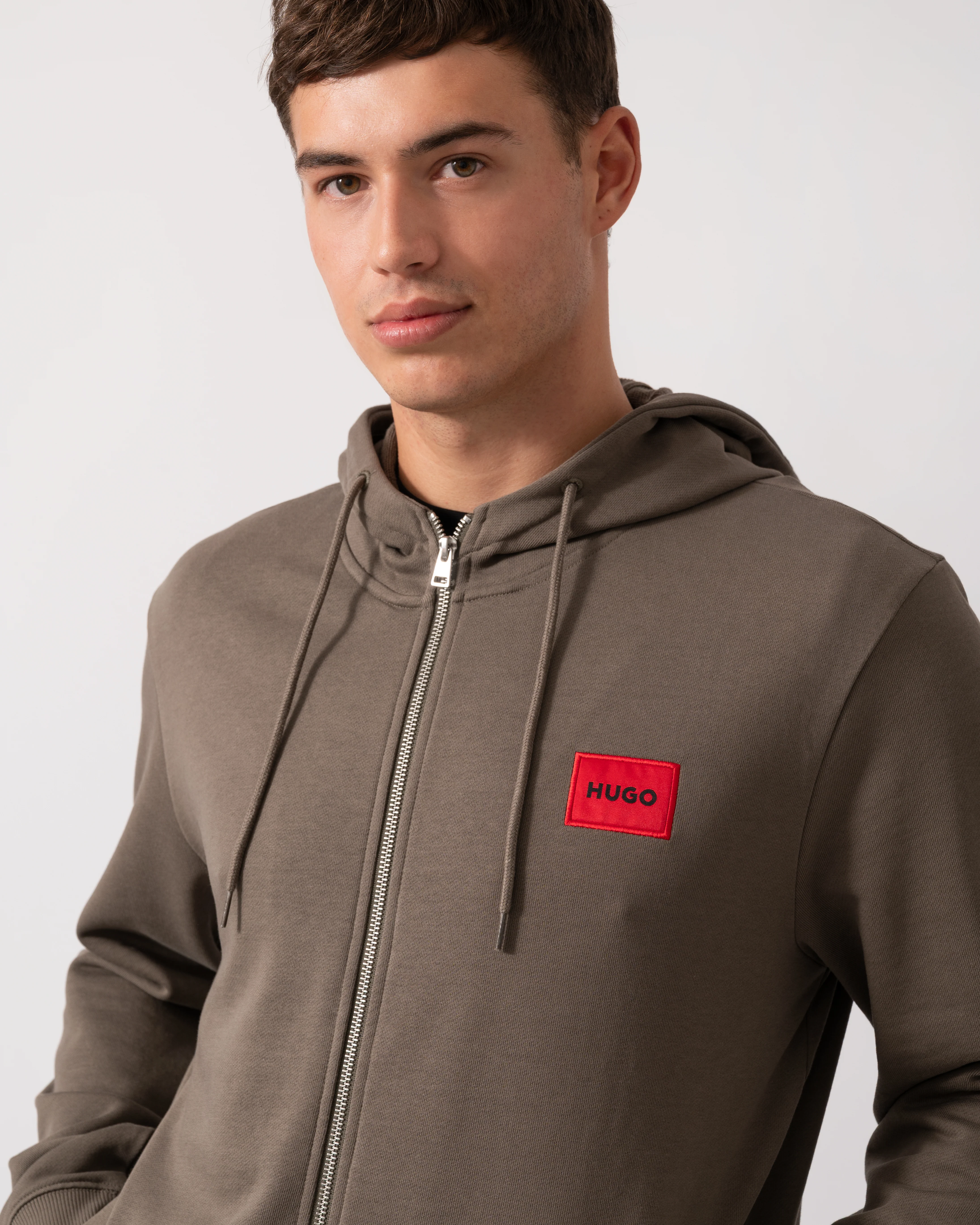 HUGO Daple212 Mens Zip Through Hoodie - Medium Grey 032 - Image 3