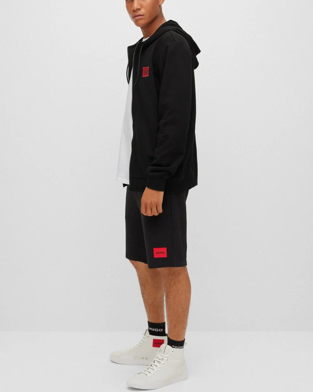 HUGO Daple212 Mens Zip Through Hoodie - Black 001 - Image 4