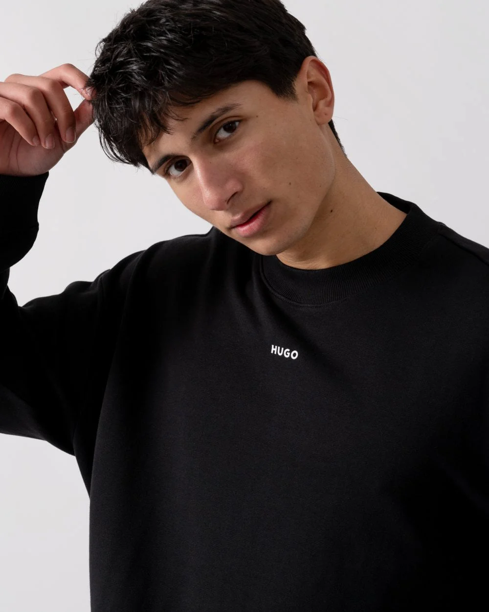 HUGO Dapocrew Mens Crew Neck Sweatshirt - Black 001 - Image 2