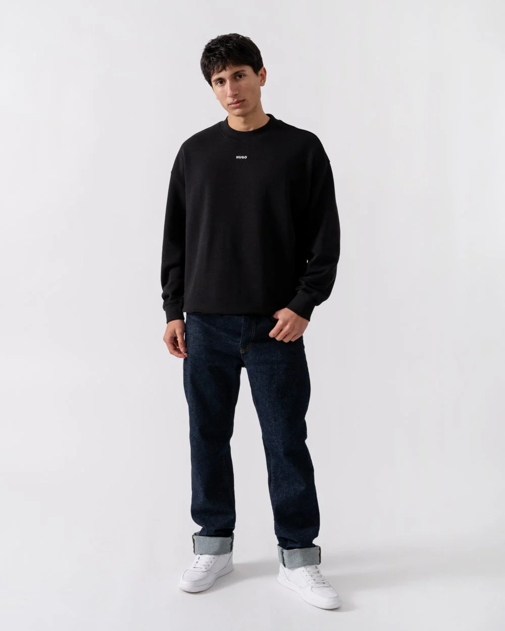 HUGO Dapocrew Mens Crew Neck Sweatshirt - Black 001 - Image 3