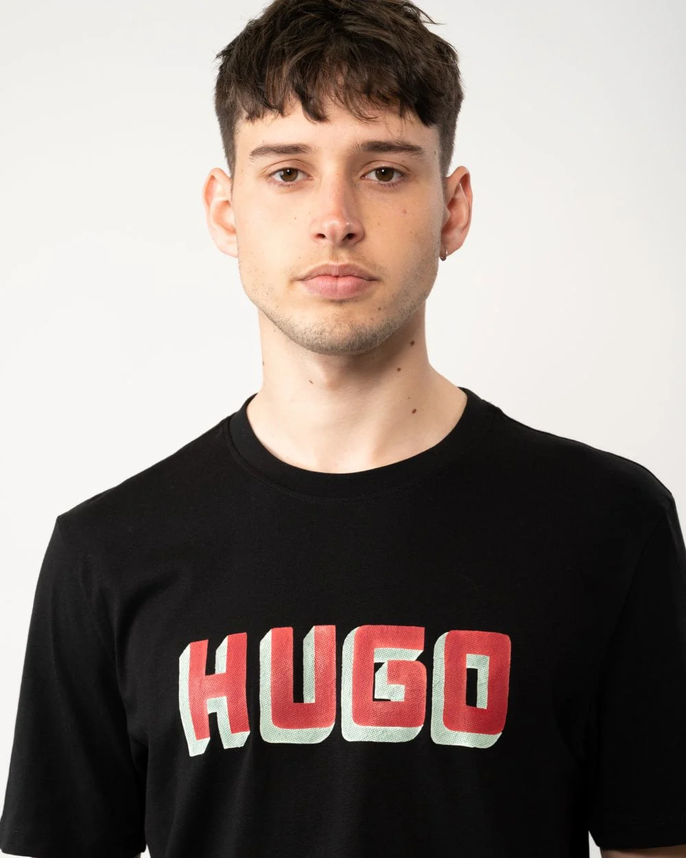 HUGO Daqerio Mens Cotton Jersey T-Shirt with Logo Print - Image 2