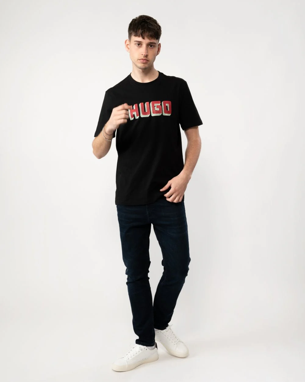 HUGO Daqerio Mens Cotton Jersey T-Shirt with Logo Print - Image 3