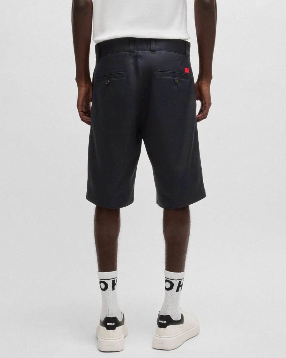 HUGO Darik241 Mens Regular-Fit Shorts with Slim Leg and Buttoned Pockets - Image 3