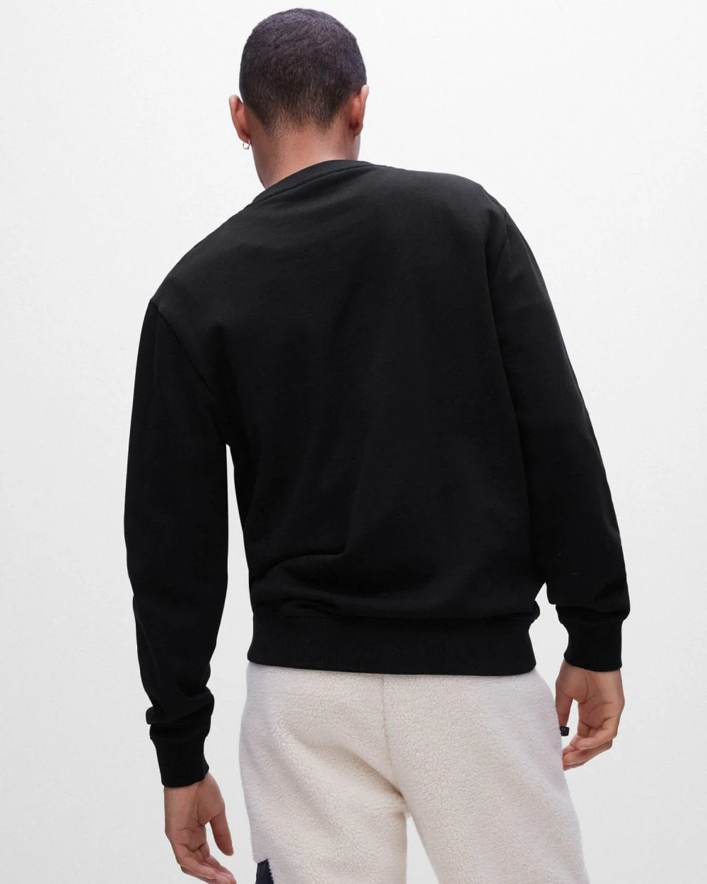 HUGO Dem Large Logo Mens Crew Neck Sweatshirt - Black 001 - Image 4