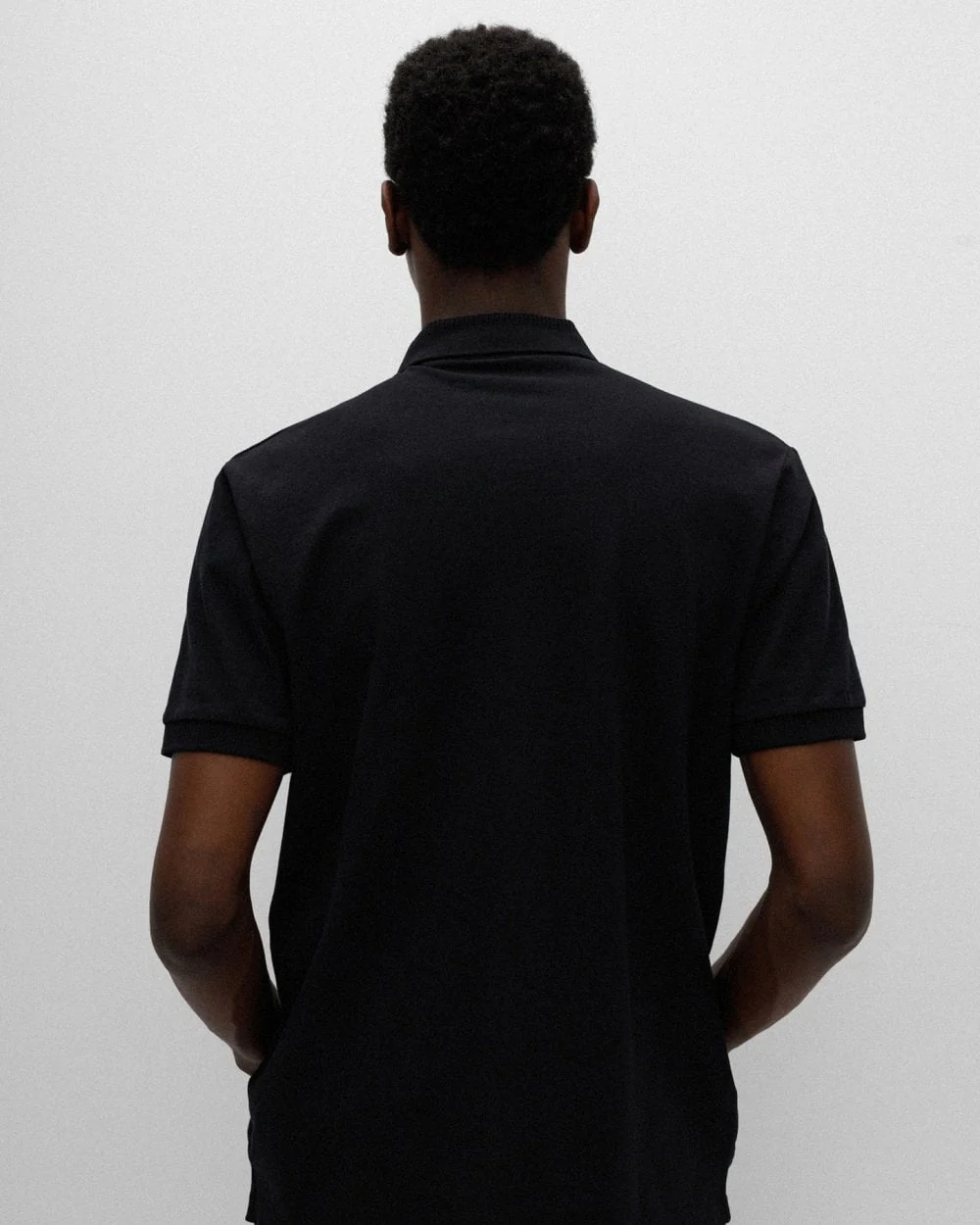 HUGO Dereso222 Mens Cotton Piqué Slim-Fit Polo Shirt with Logo Label NOS - Black 001 - Image 4