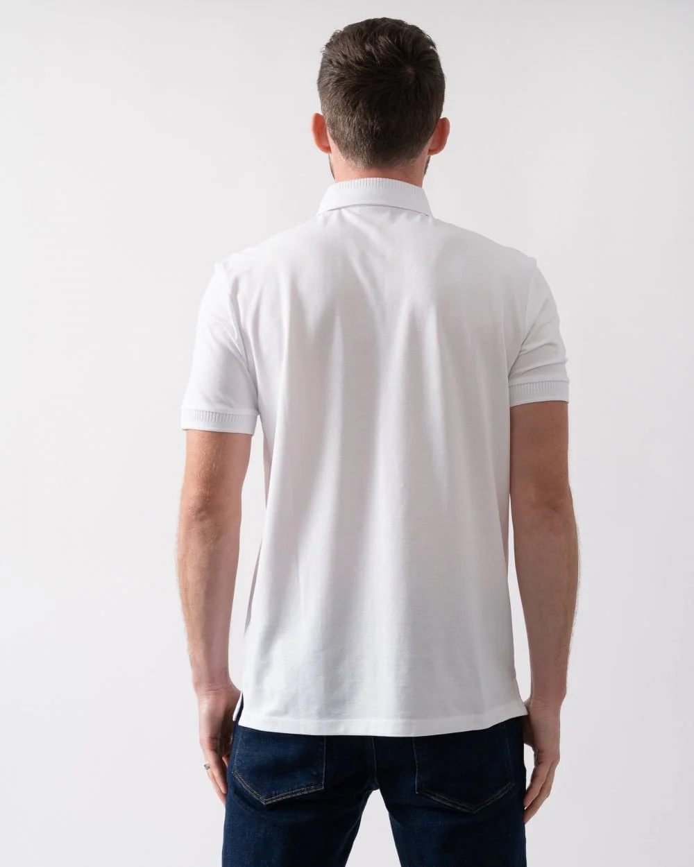 HUGO Dereso222 Mens Cotton Piqué Slim-Fit Polo Shirt with Logo Label NOS - White 100 - Image 4