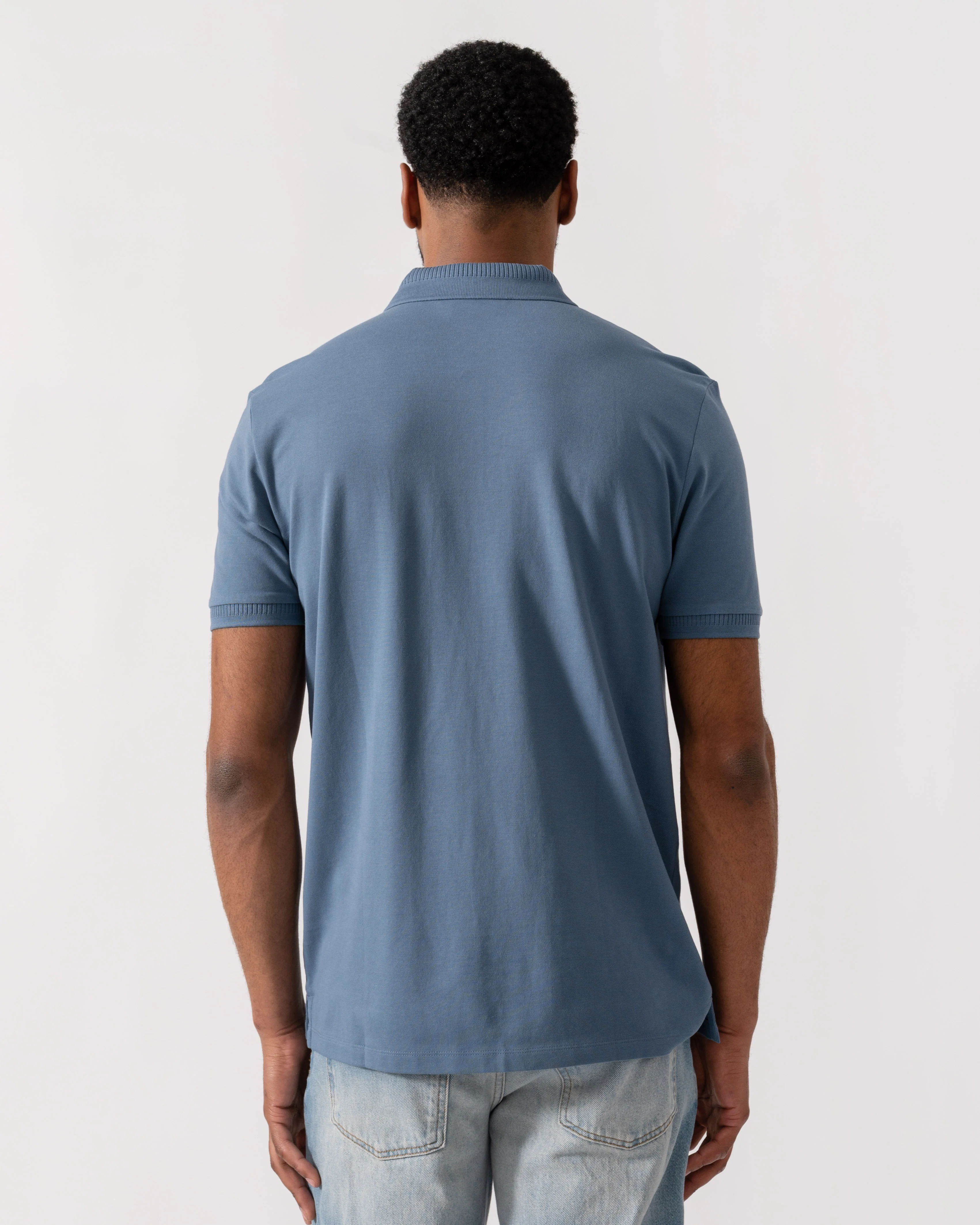 HUGO Dereso222 Mens Cotton Piqué Slim-Fit Polo Shirt with Logo Label - Open Blue 496 - Image 4