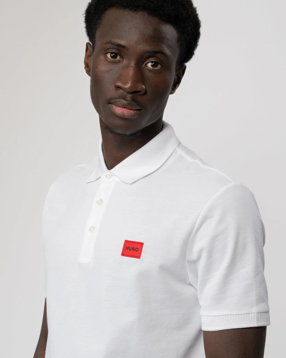 HUGO Dereso232 Mens Cotton-Piqué Slim-Fit Polo Shirt - White 100 - Image 2