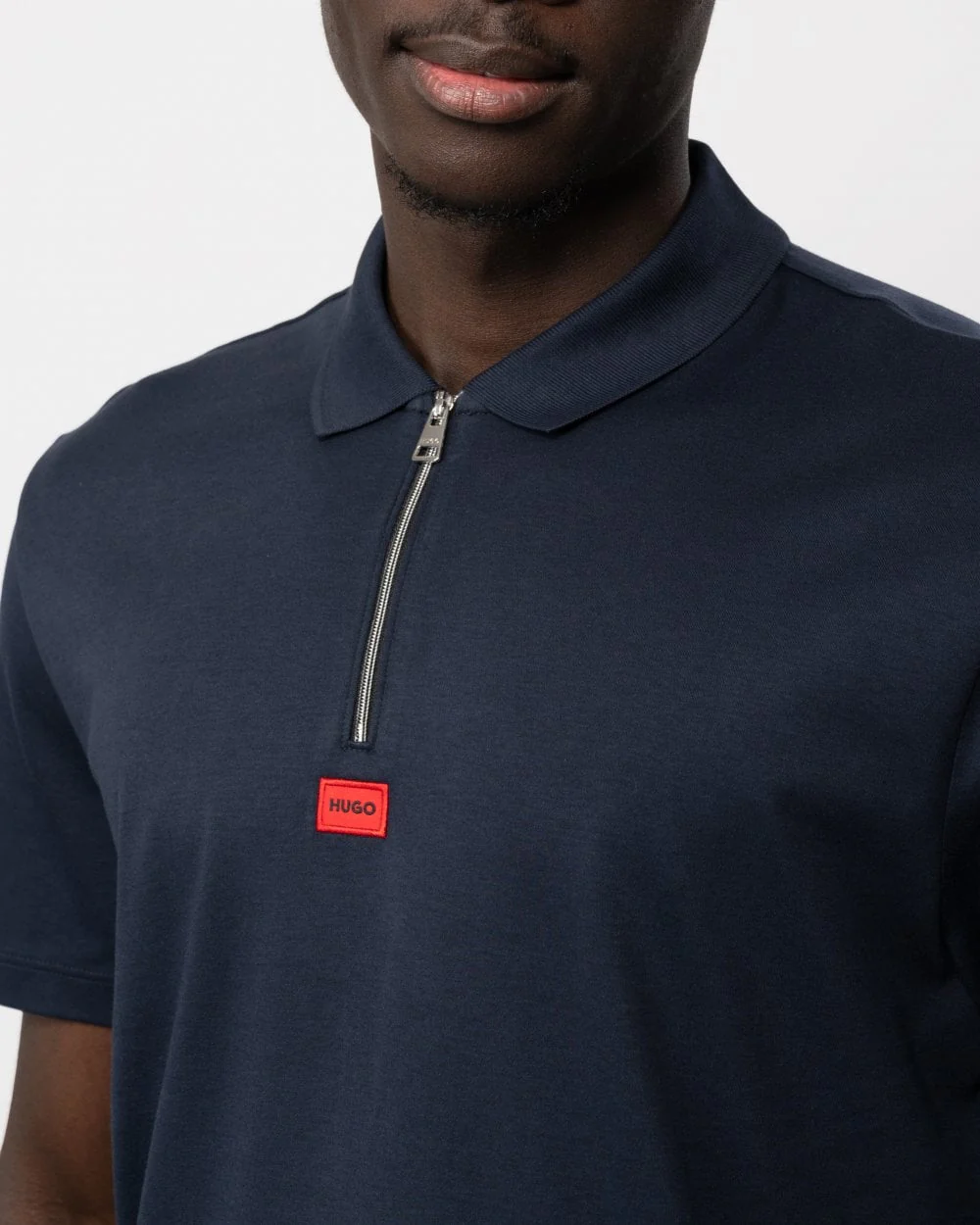 HUGO Deresom241 Mens Short Sleeve Zip Polo - Image 2