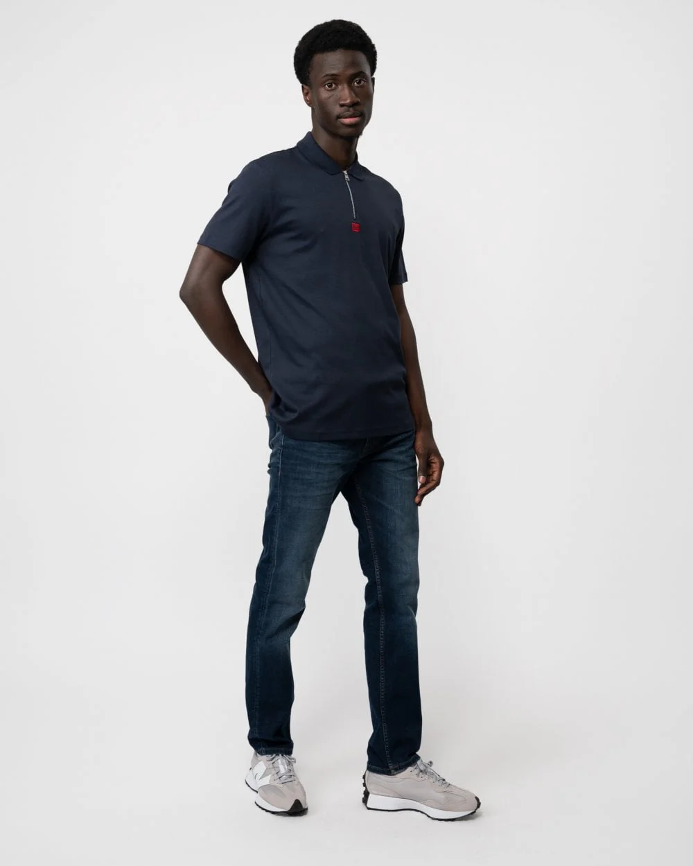 HUGO Deresom241 Mens Short Sleeve Zip Polo - Image 3