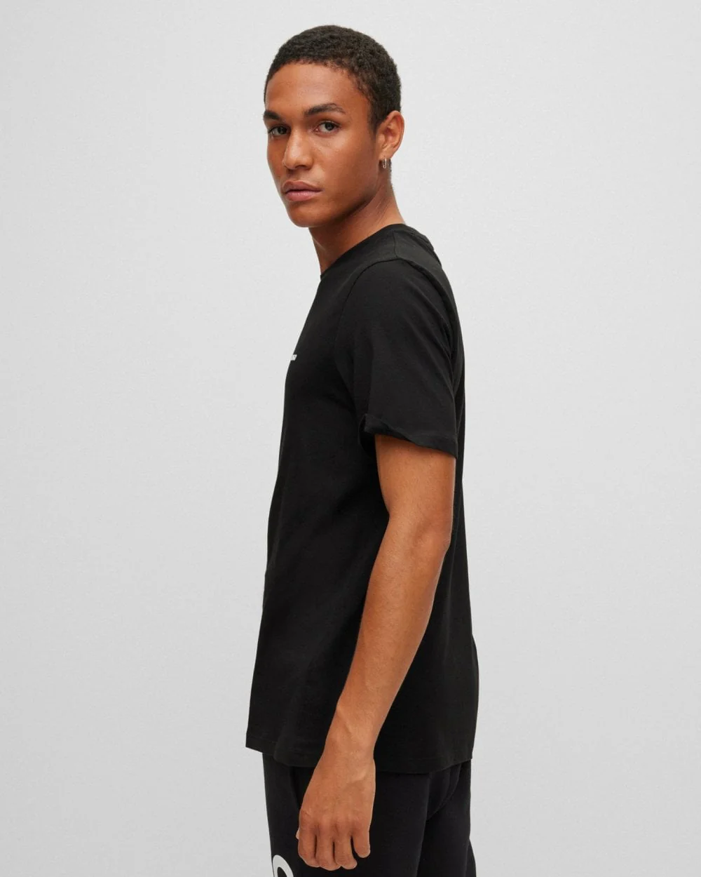 HUGO Dero222 Mens Cotton-Jersey T-Shirt with Logo Print NOS - Black 001 - Image 3