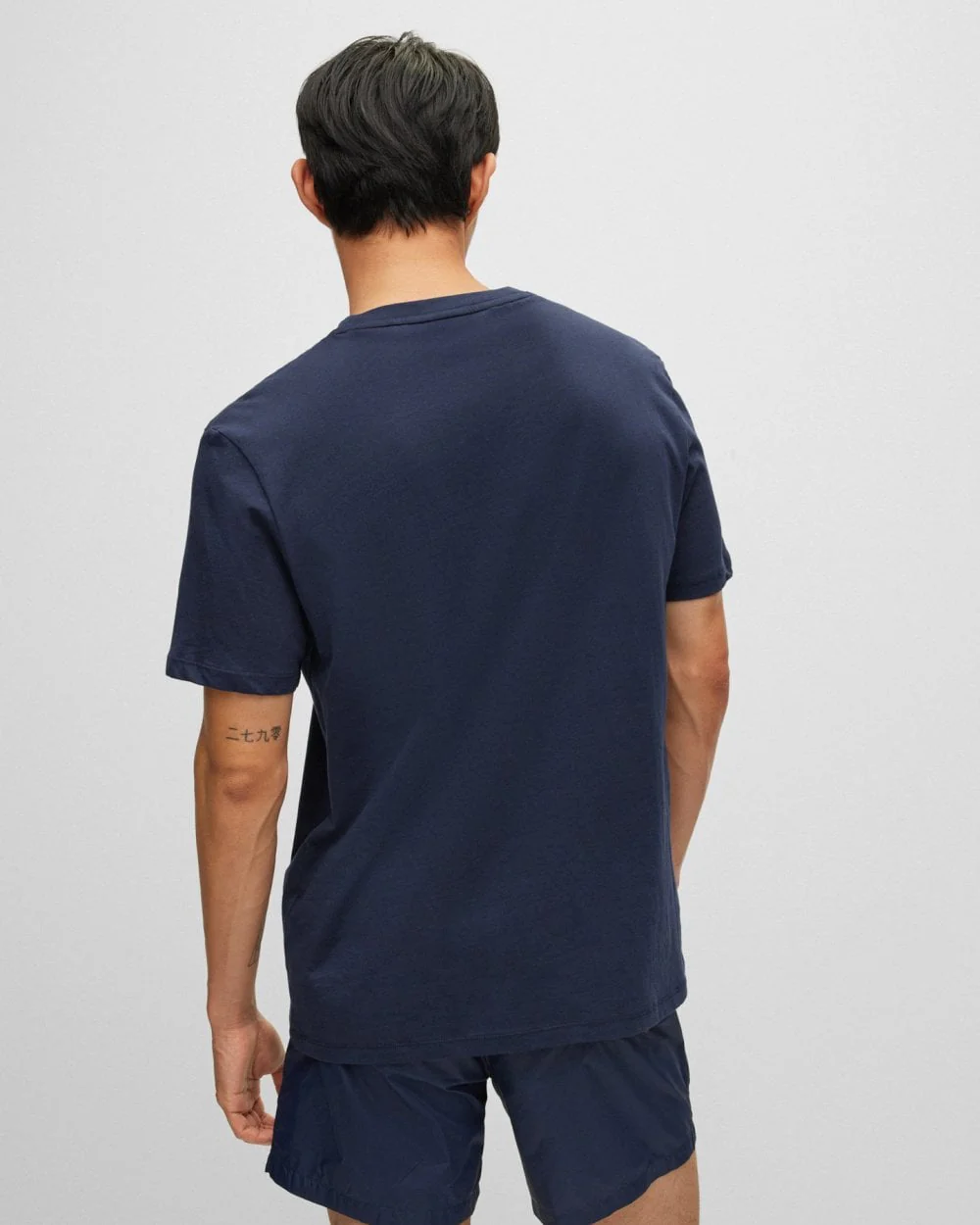HUGO Dero222 Mens Cotton-Jersey T-Shirt with Logo Print NOS - Dark Blue 405 - Image 2