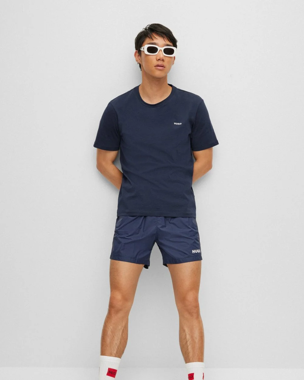 HUGO Dero222 Mens Cotton-Jersey T-Shirt with Logo Print NOS - Dark Blue 405 - Image 3