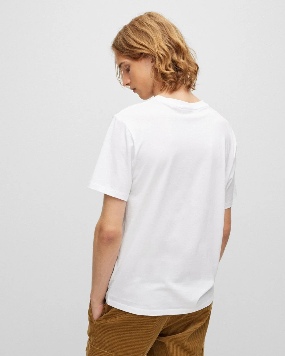 HUGO Dero222 Mens Cotton-Jersey T-Shirt with Logo Print NOS - White 100 - Image 3