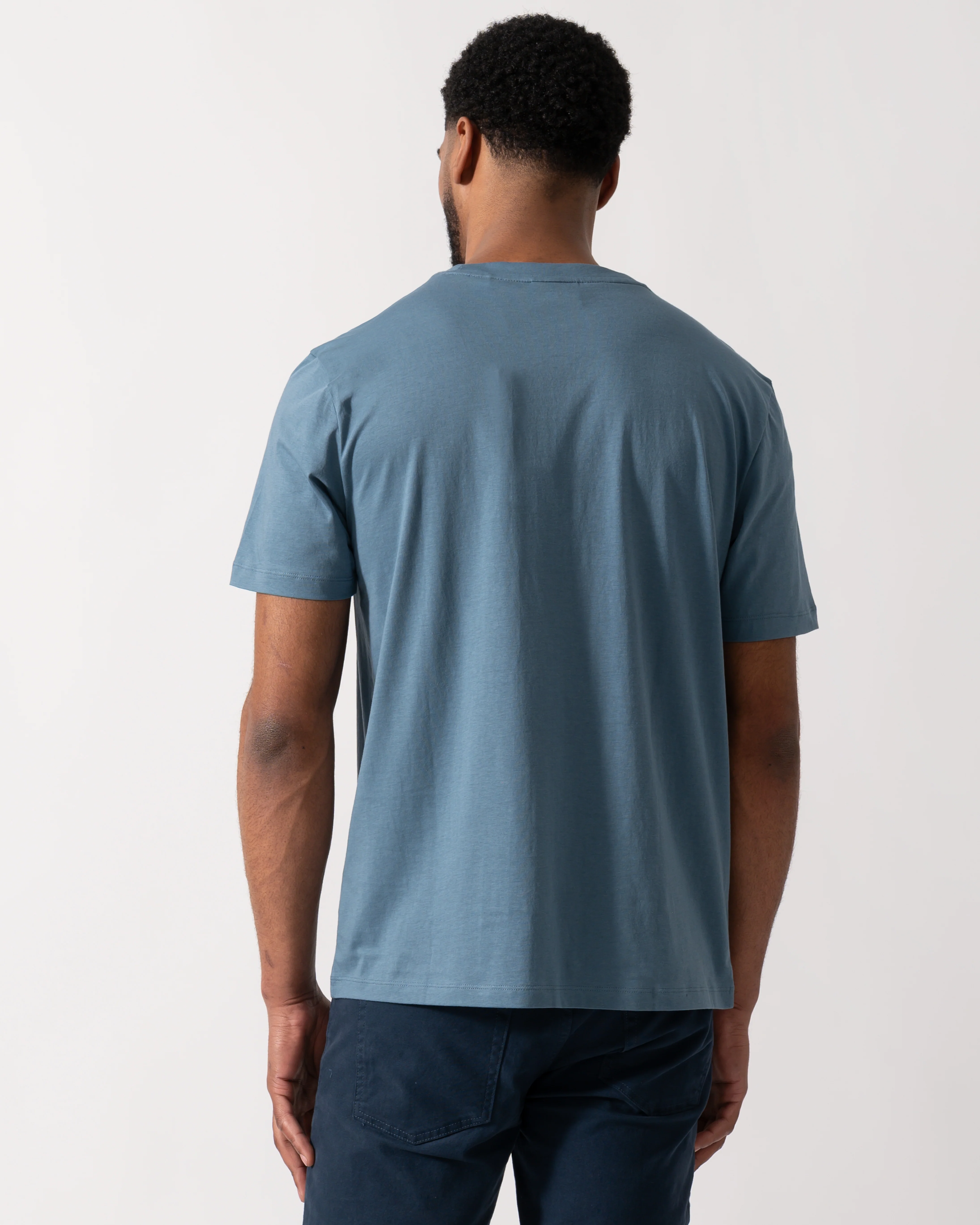 HUGO Dero222 Cotton-Jersey T-Shirt with Logo Print - Open Blue 496 - Image 4