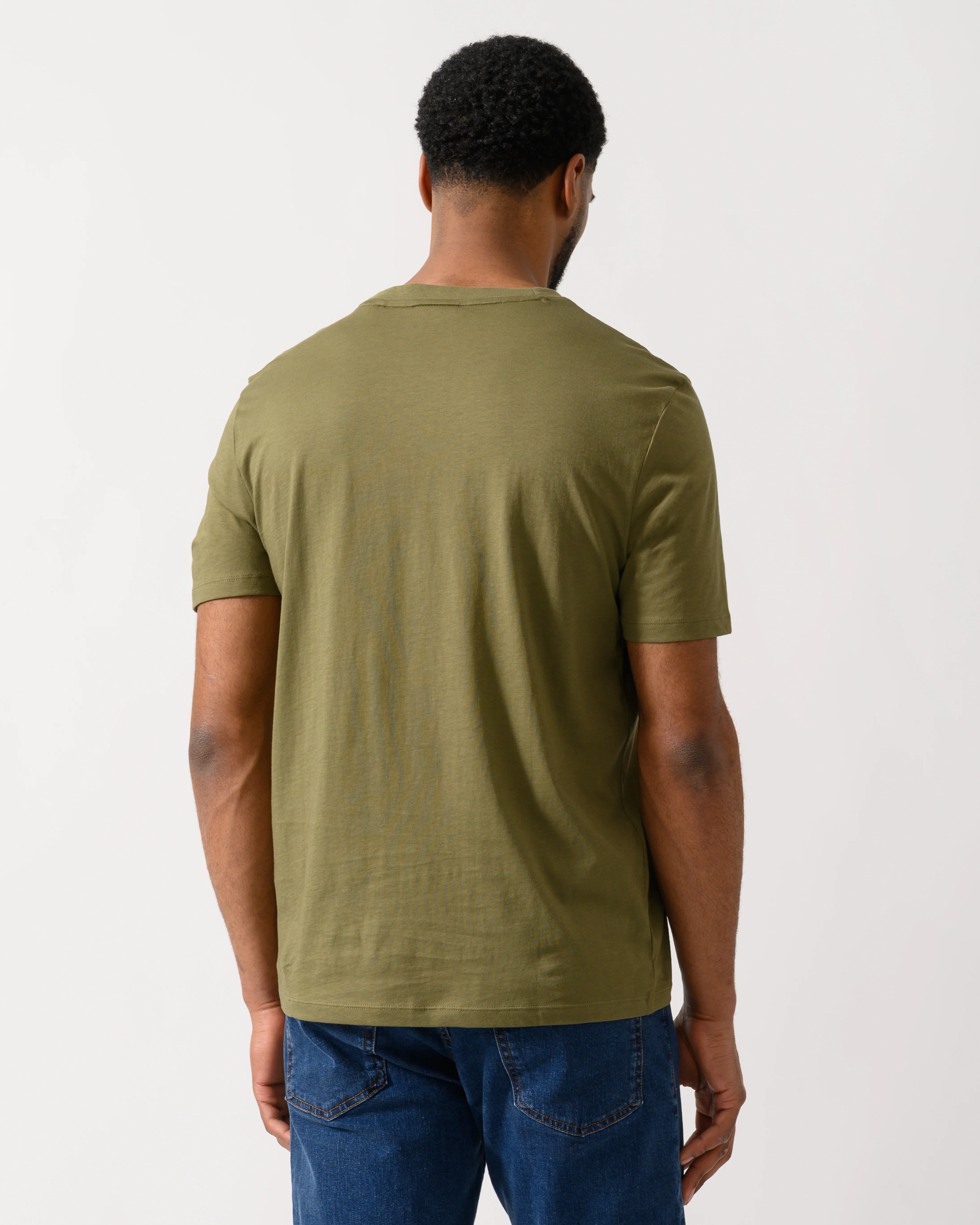 HUGO Dero222 Mens Cotton-Jersey T-Shirt with Logo Print - Open Green 389 - Image 4