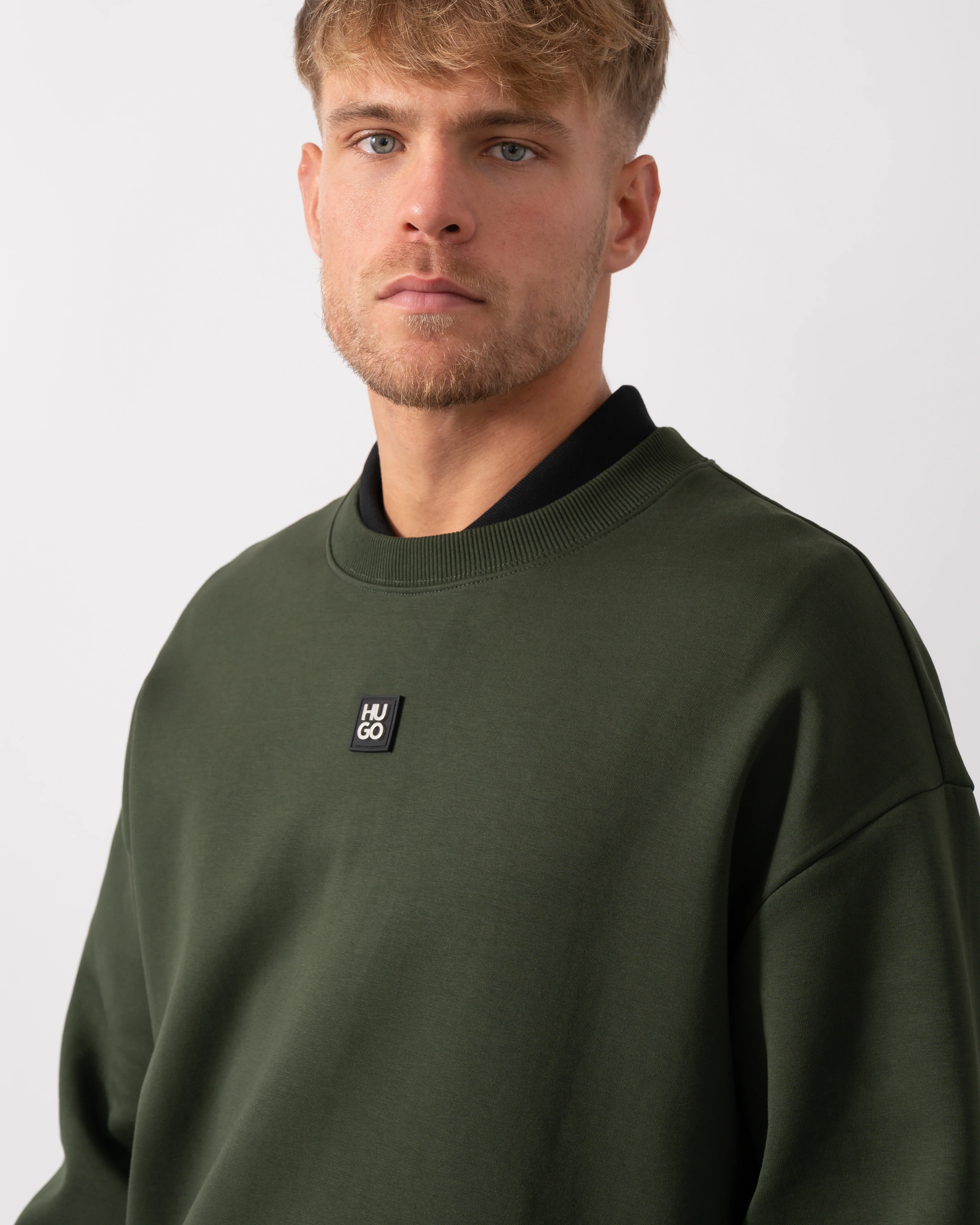 HUGO Dettil Mens Sweatshirt - Dark Green 309 - Image 2