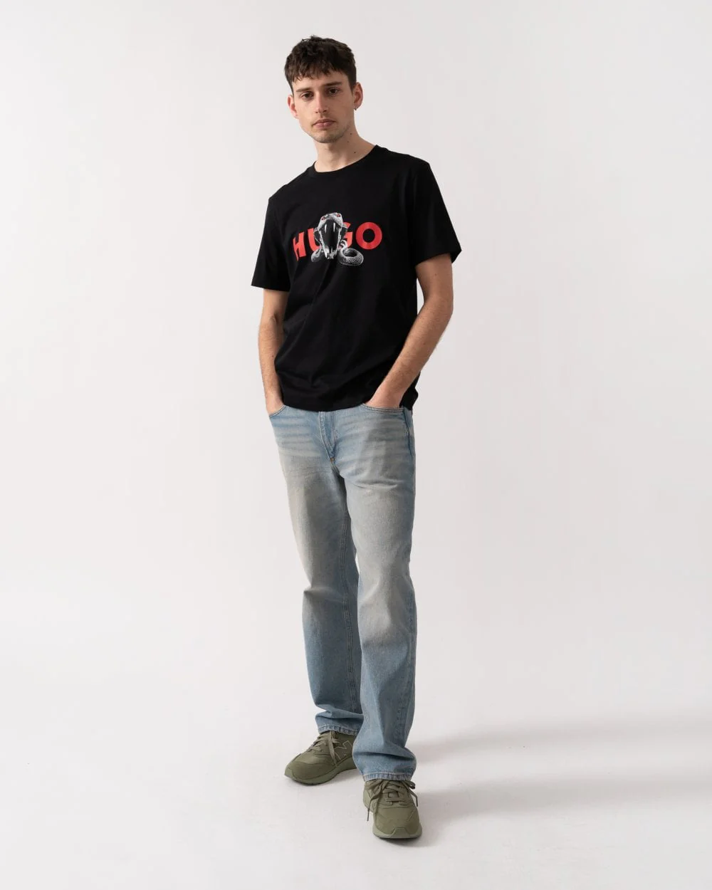 HUGO Deyladec Mens Snake Logo Print T-Shirt - Image 3