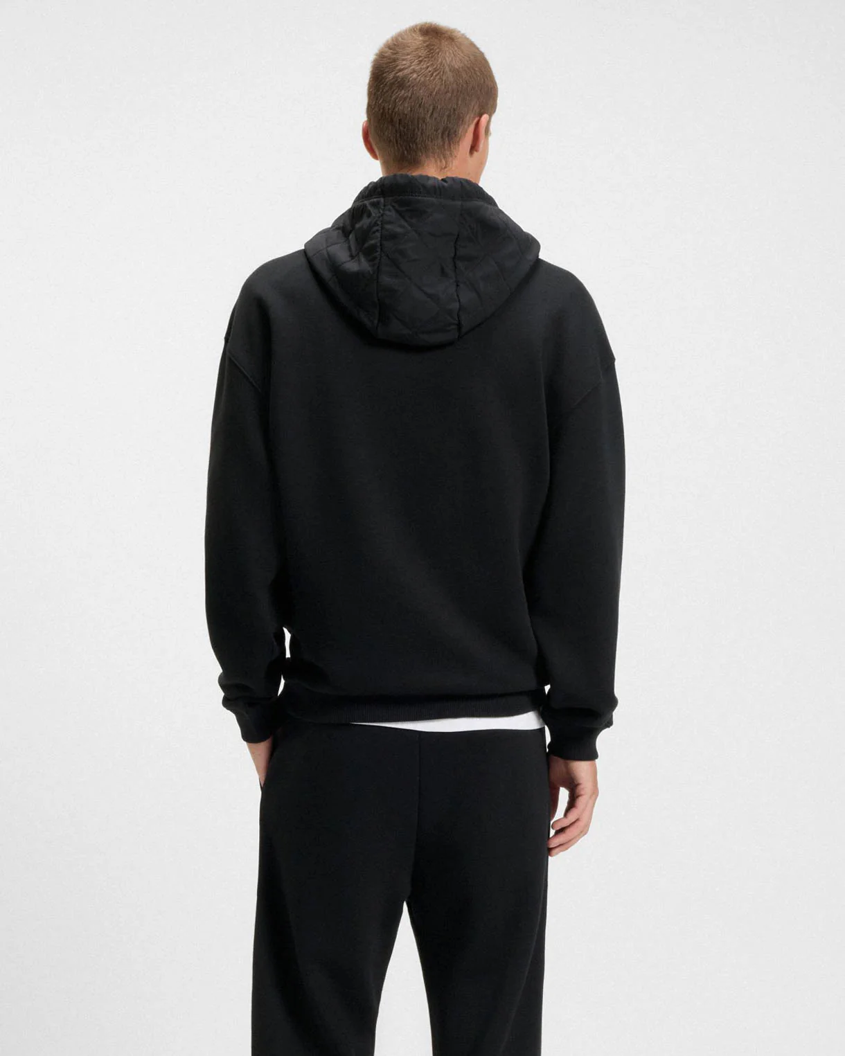 HUGO Dilvano Mens Pullover Hoodie with Waxed-Stamp Logo - Black 001 - Image 3