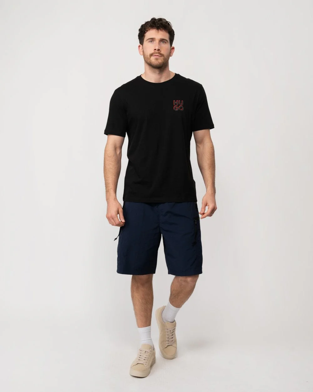 HUGO Dimento Mens 2 Pack Stacked Logo T-Shirts - Image 4