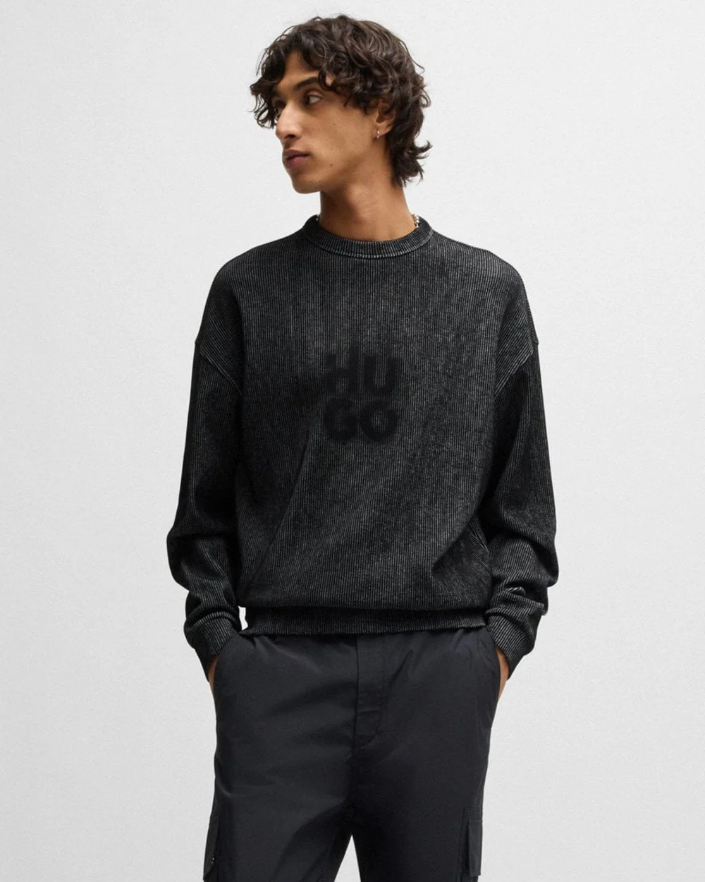 HUGO Dinkam Mens Crew Neck Sweatshirt - Image 3