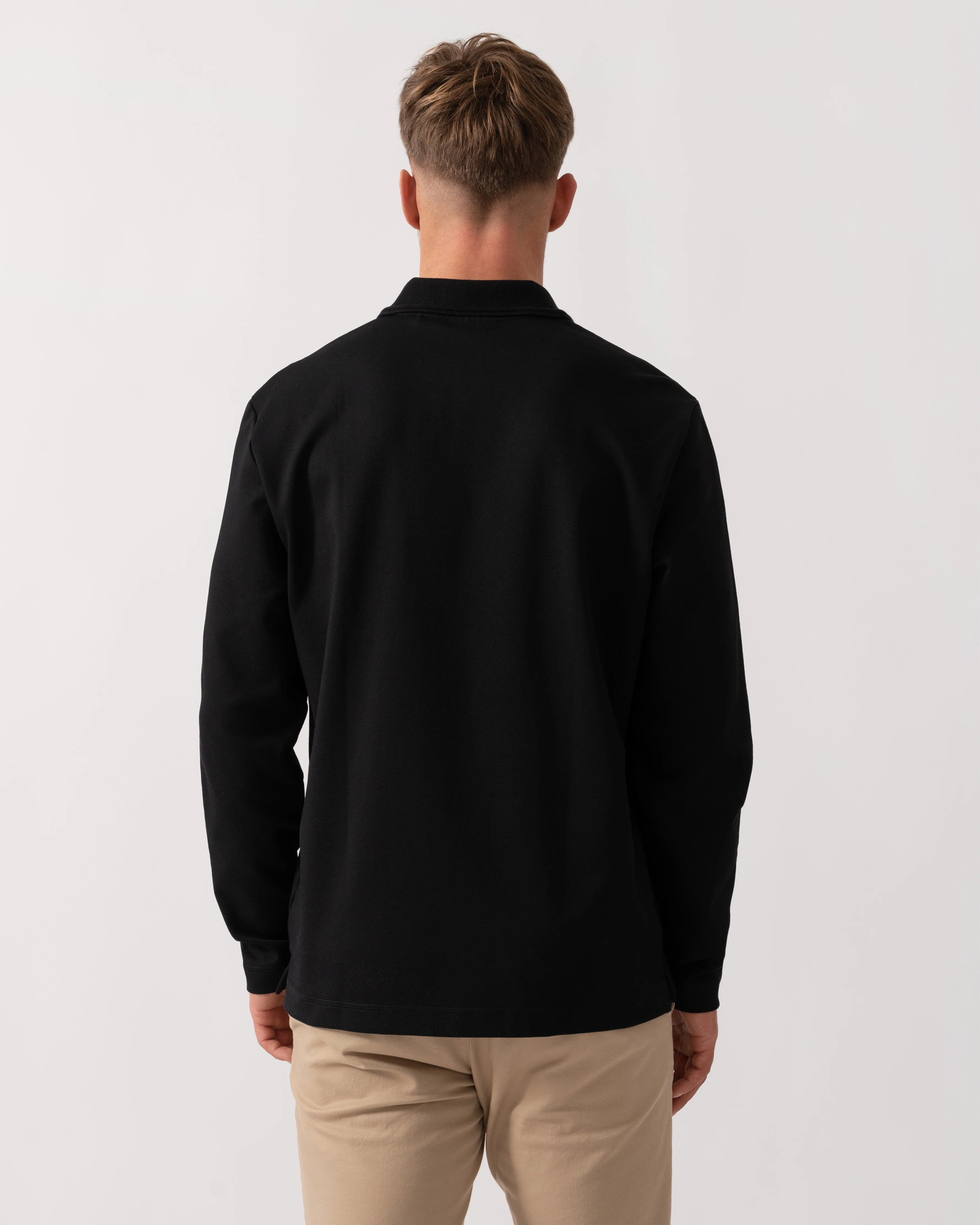 HUGO Dinote Mens Long Sleeve Polo Shirt - Black 001 - Image 4
