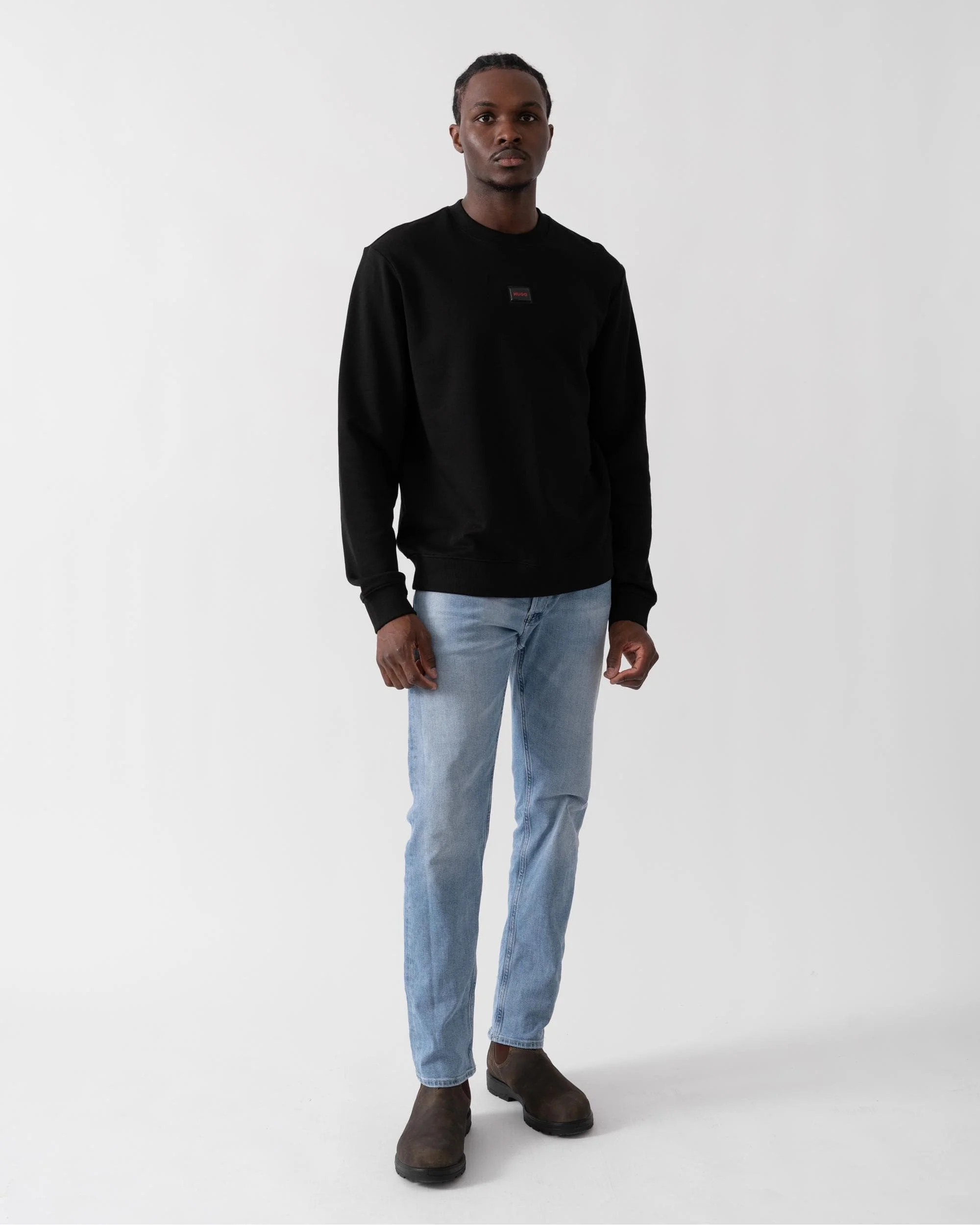 HUGO Diragol Gel Mens Cotton-Terry Regular Fit Sweatshirt with Logo Trim - Image 3