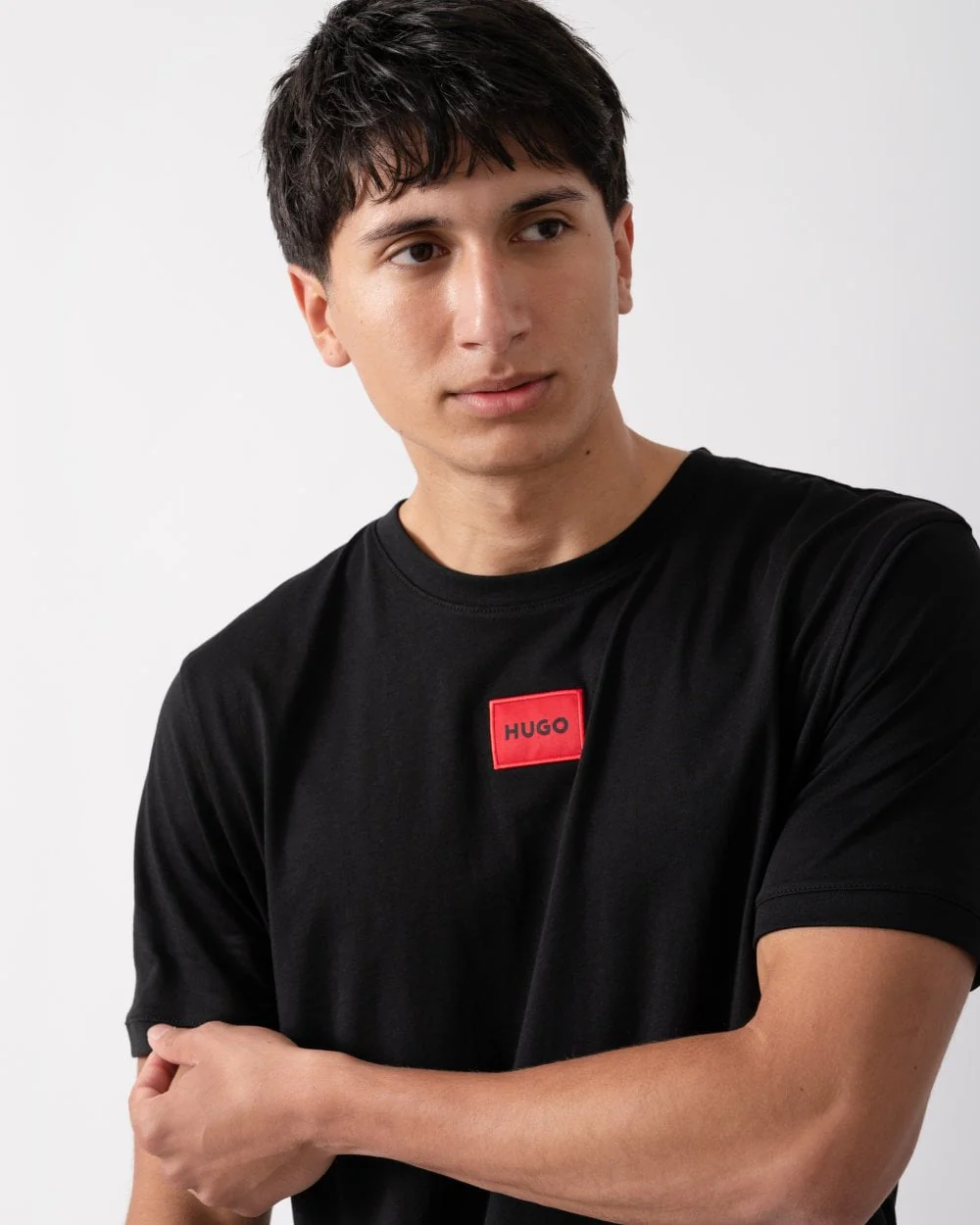 HUGO Diragolino212 Label Logo Mens T-Shirt NOS - Black 001 - Image 2