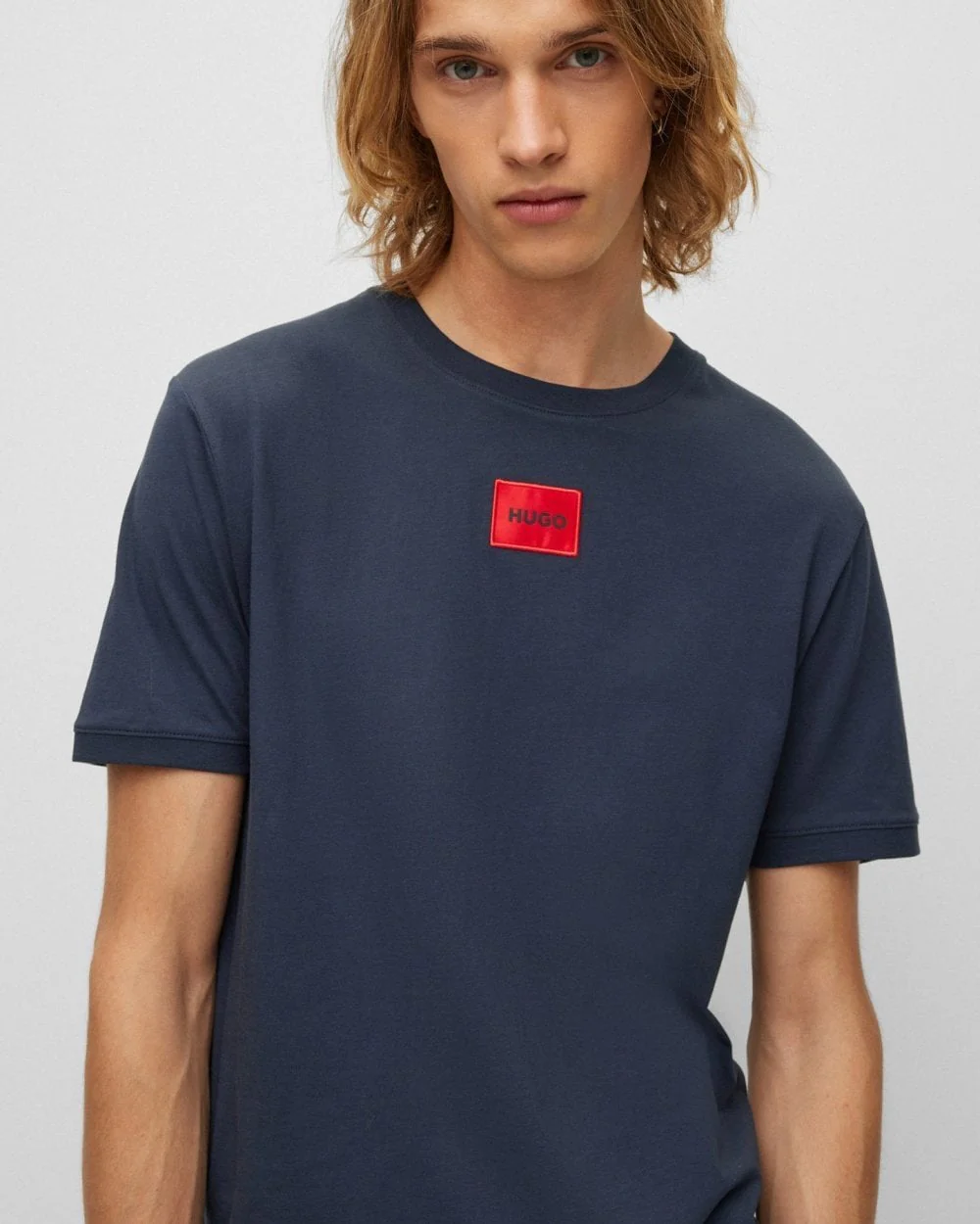 HUGO Diragolino212 Label Logo Mens T-Shirt NOS - Dark Blue 405 - Image 2