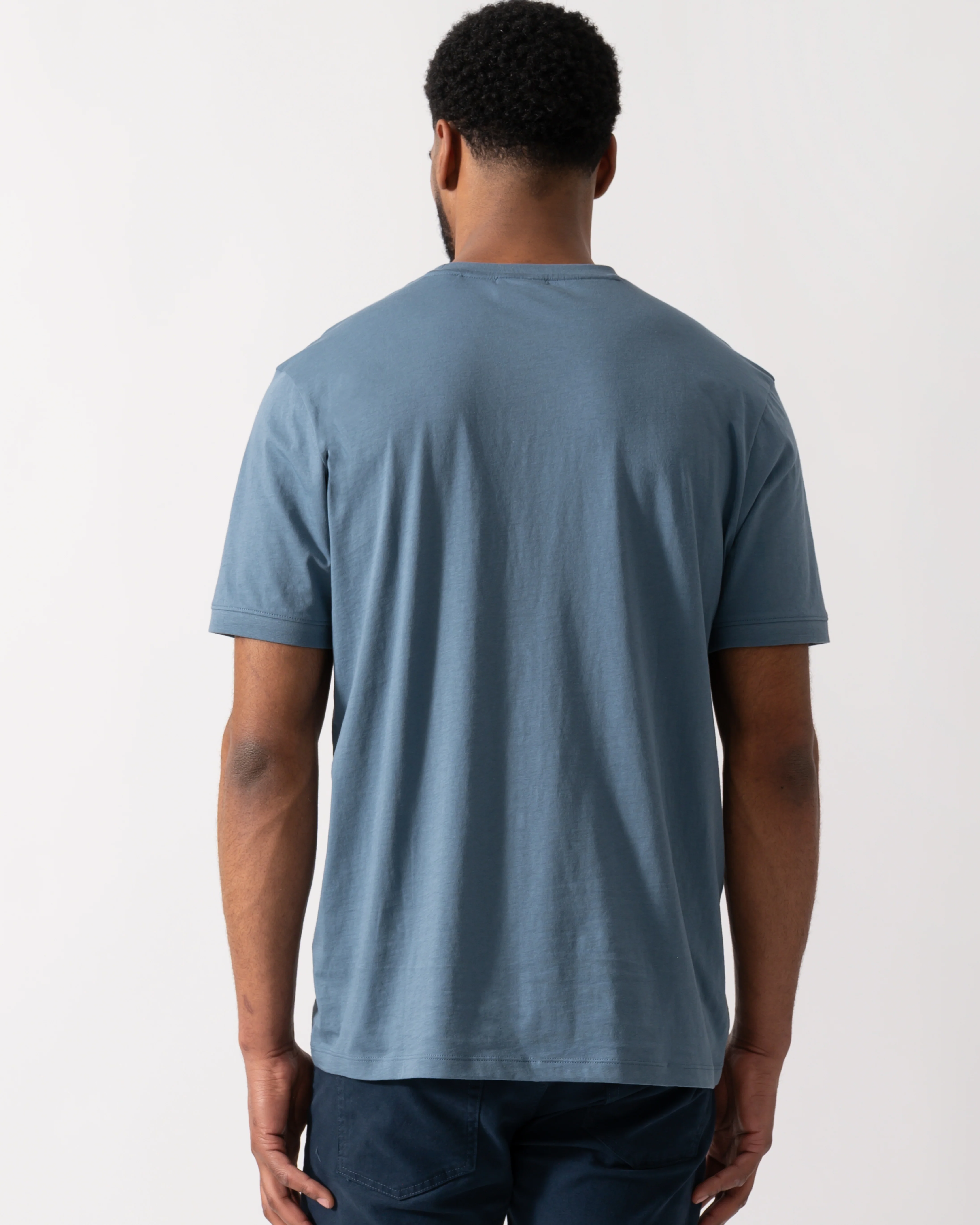HUGO Mens Diragolino212 Label Logo T-Shirt - Open Blue 496 - Image 4