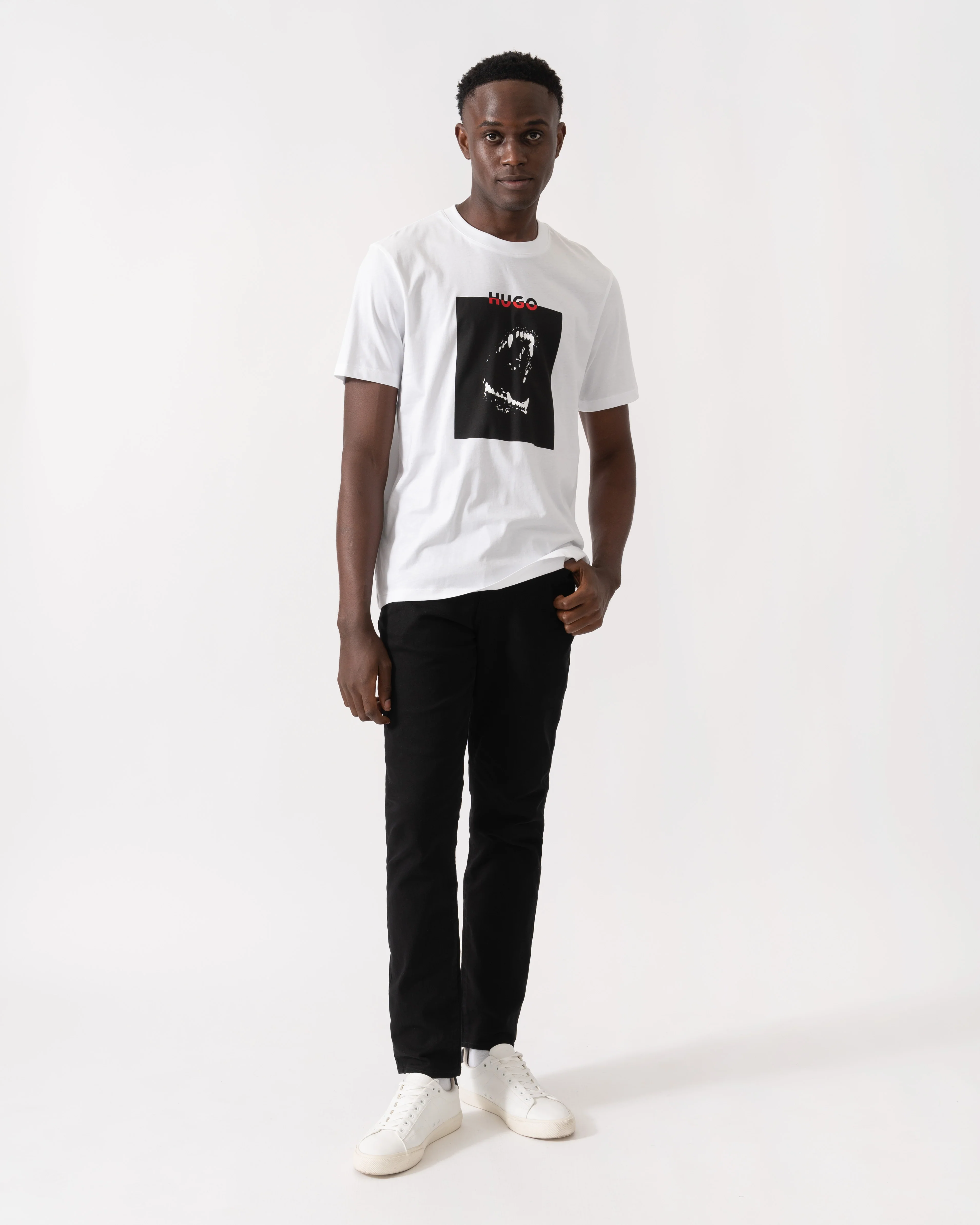HUGO Dobero Mens Graphic Print T-Shirt - White 100 - Image 2
