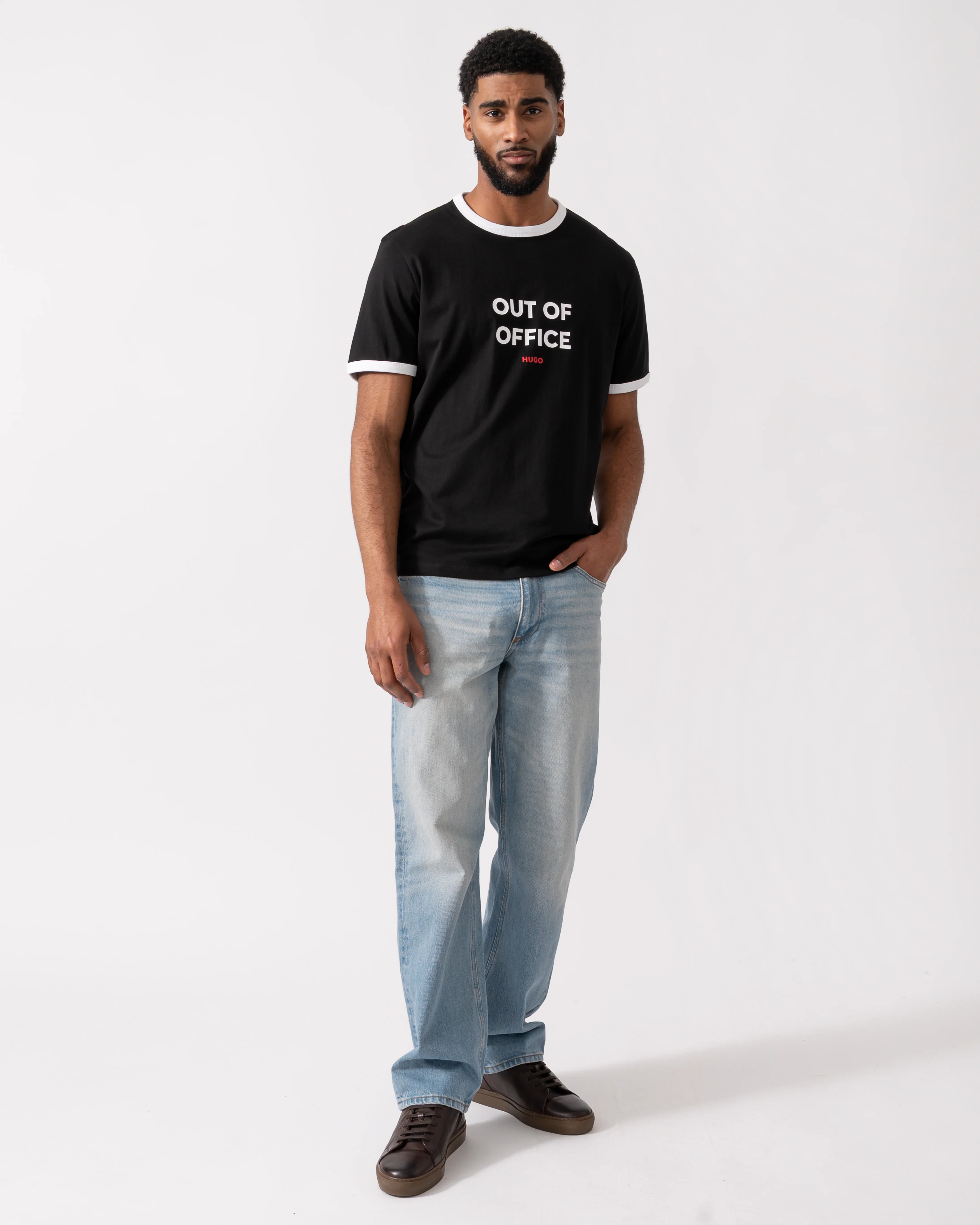 HUGO Mens Out-Of-Office T-Shirt - Black 001 - Image 2