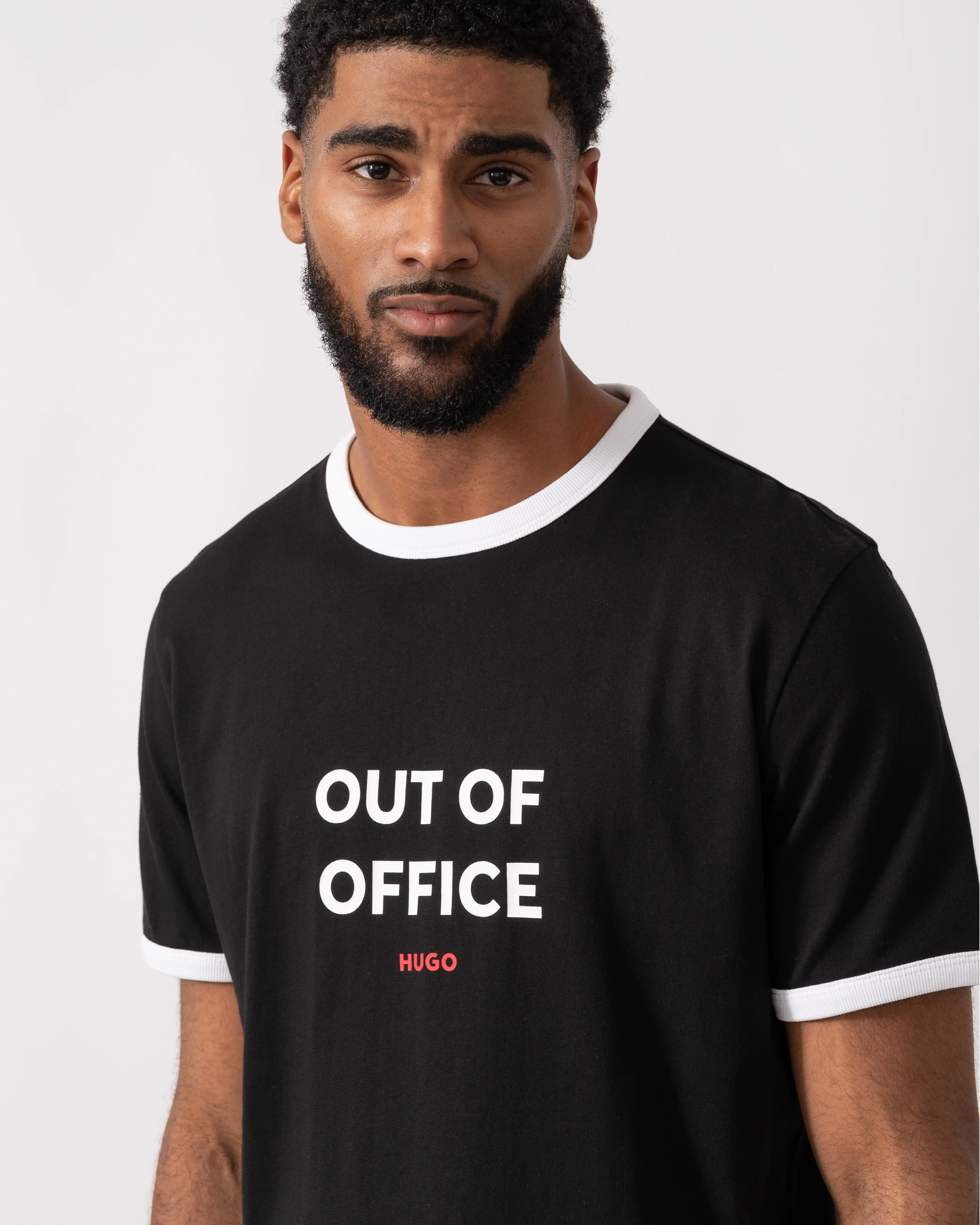 HUGO Mens Out-Of-Office T-Shirt - Black 001 - Image 3