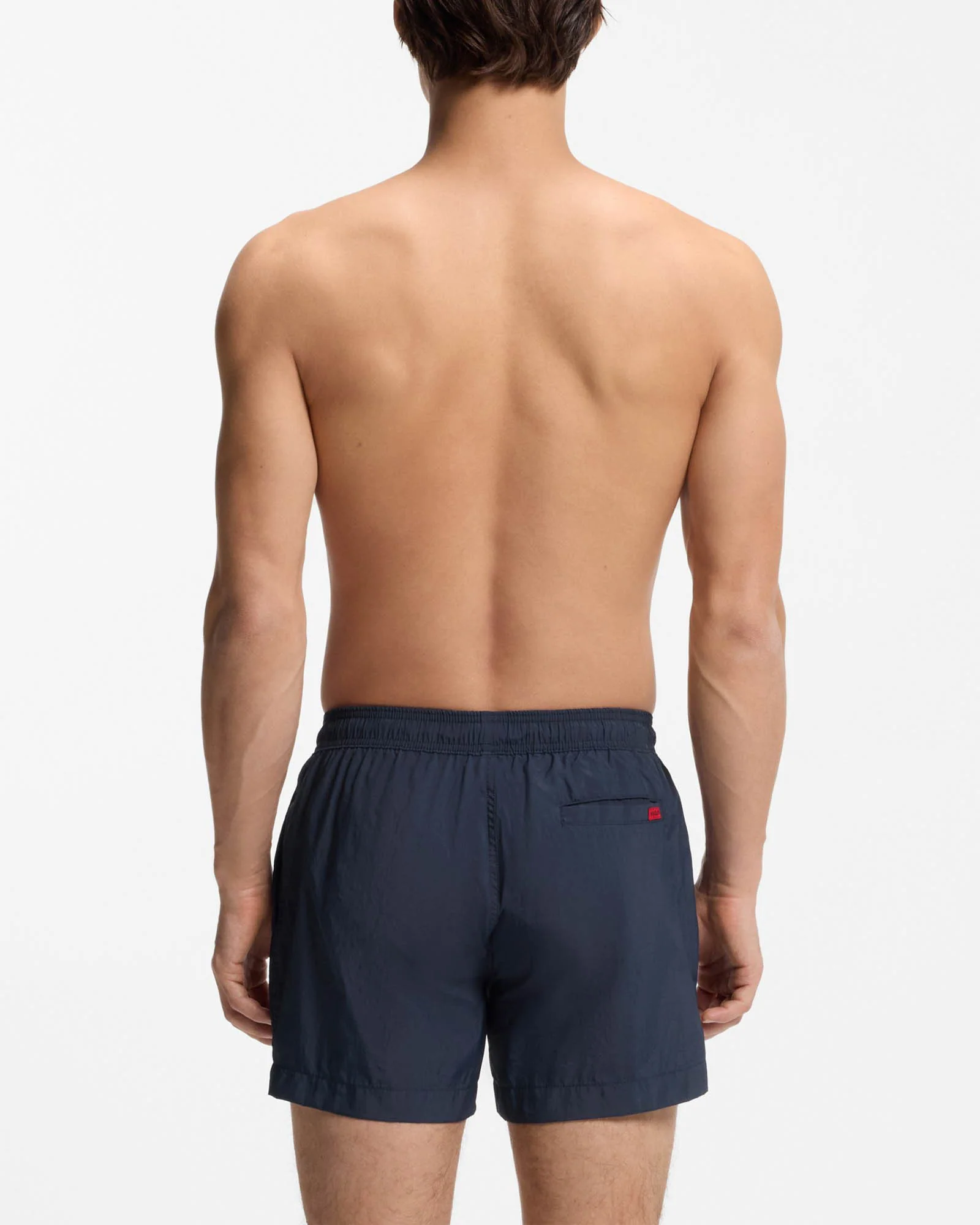 HUGO Dominica Mens Quick-Drying Swim Shorts In Recycled Material With Logo - Navy 410 - Image 3