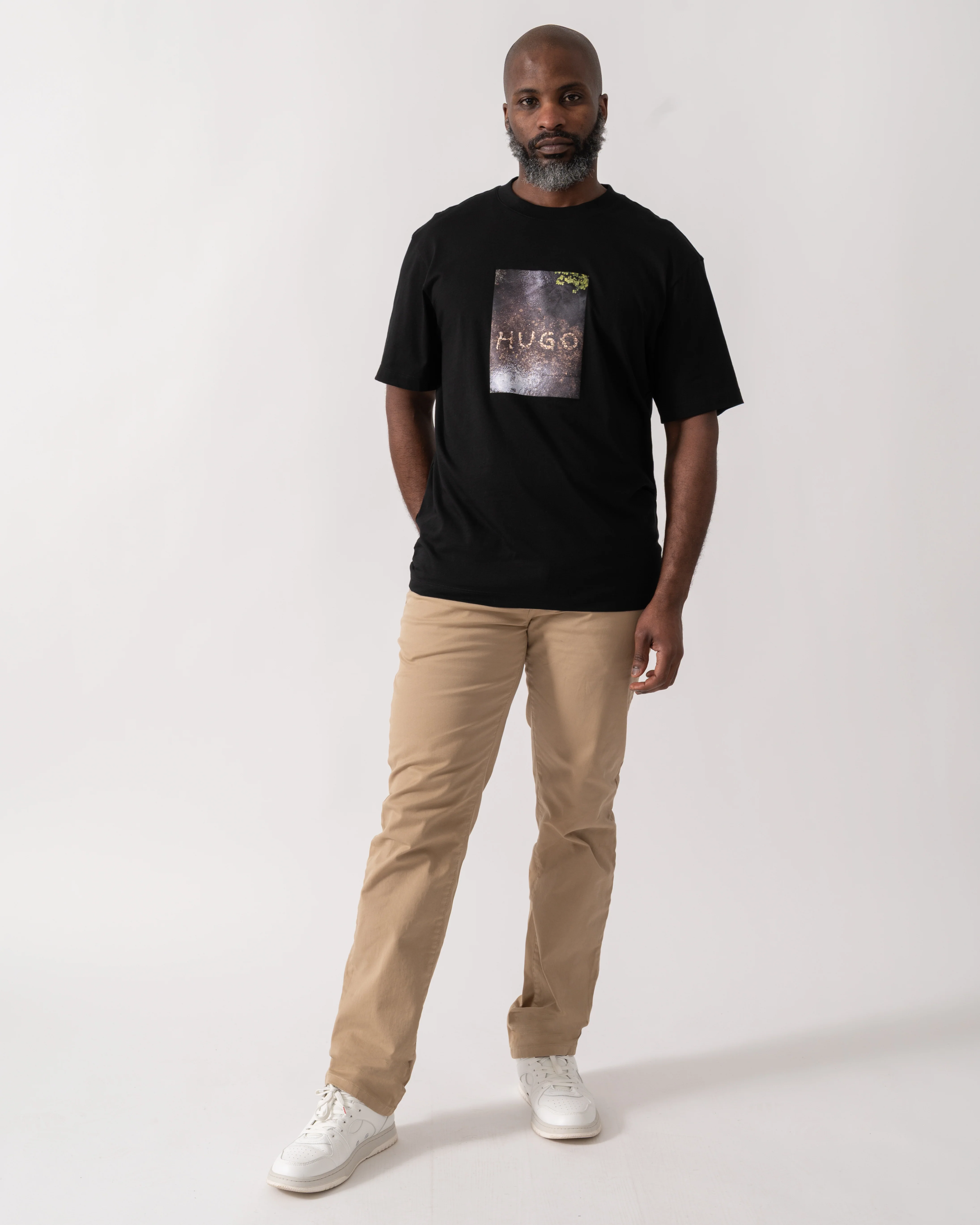 HUGO Doreston Mens Graphic T-Shirt - Black 001 - Image 2