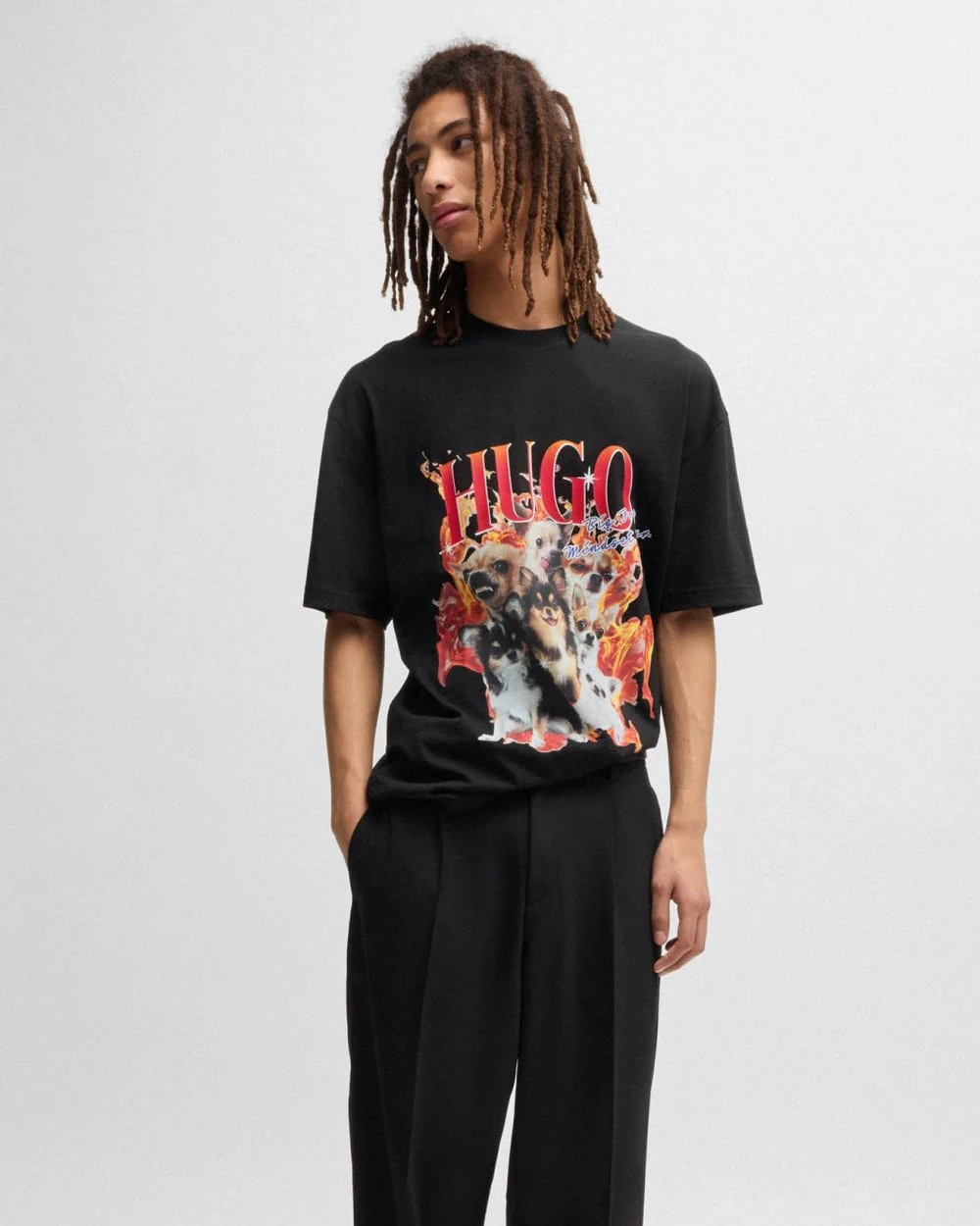 HUGO Dugie Mens Dog Graphic T-Shirt - Image 3