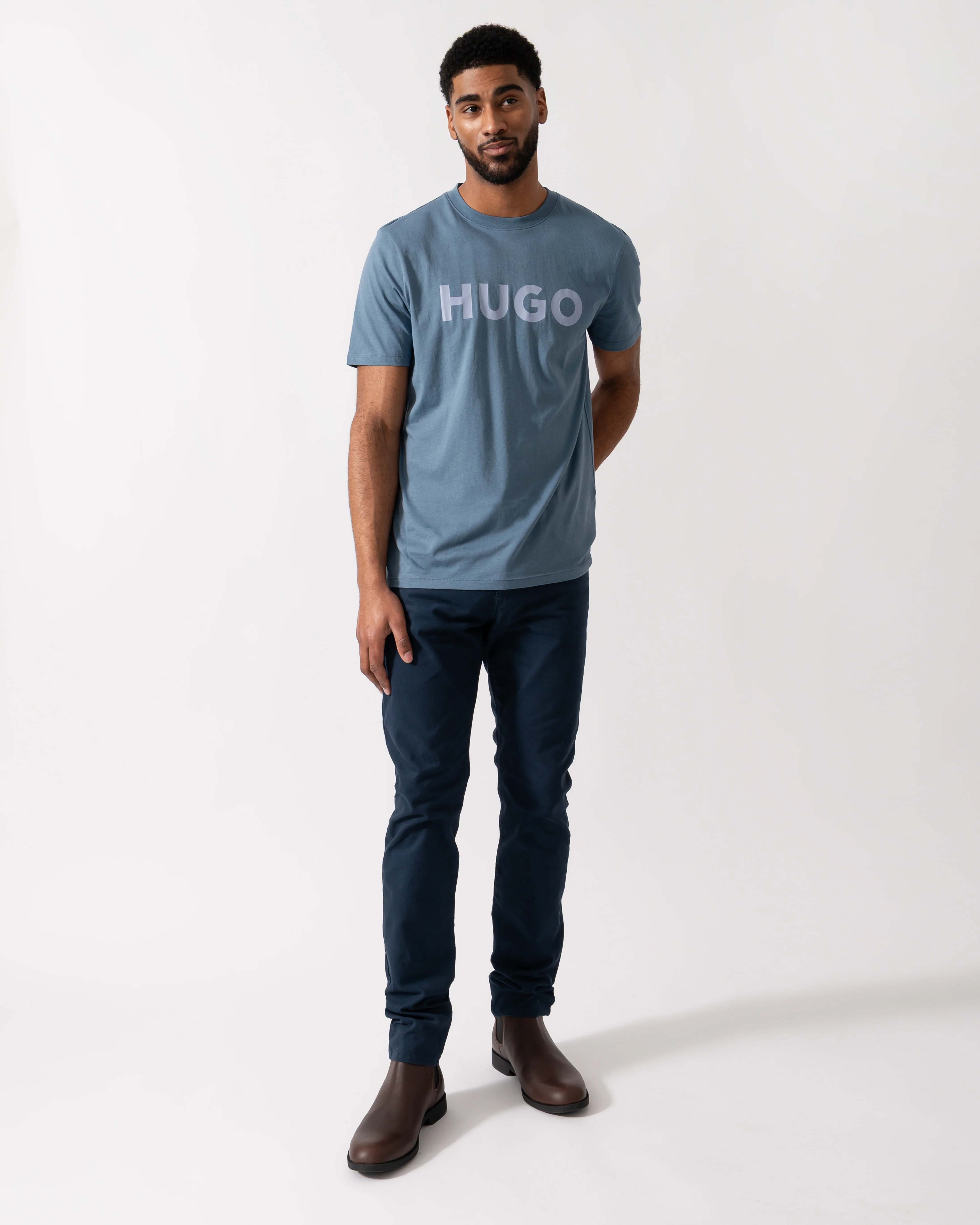 HUGO Mens Dulivio T-Shirt - Open Blue 496 - Image 2