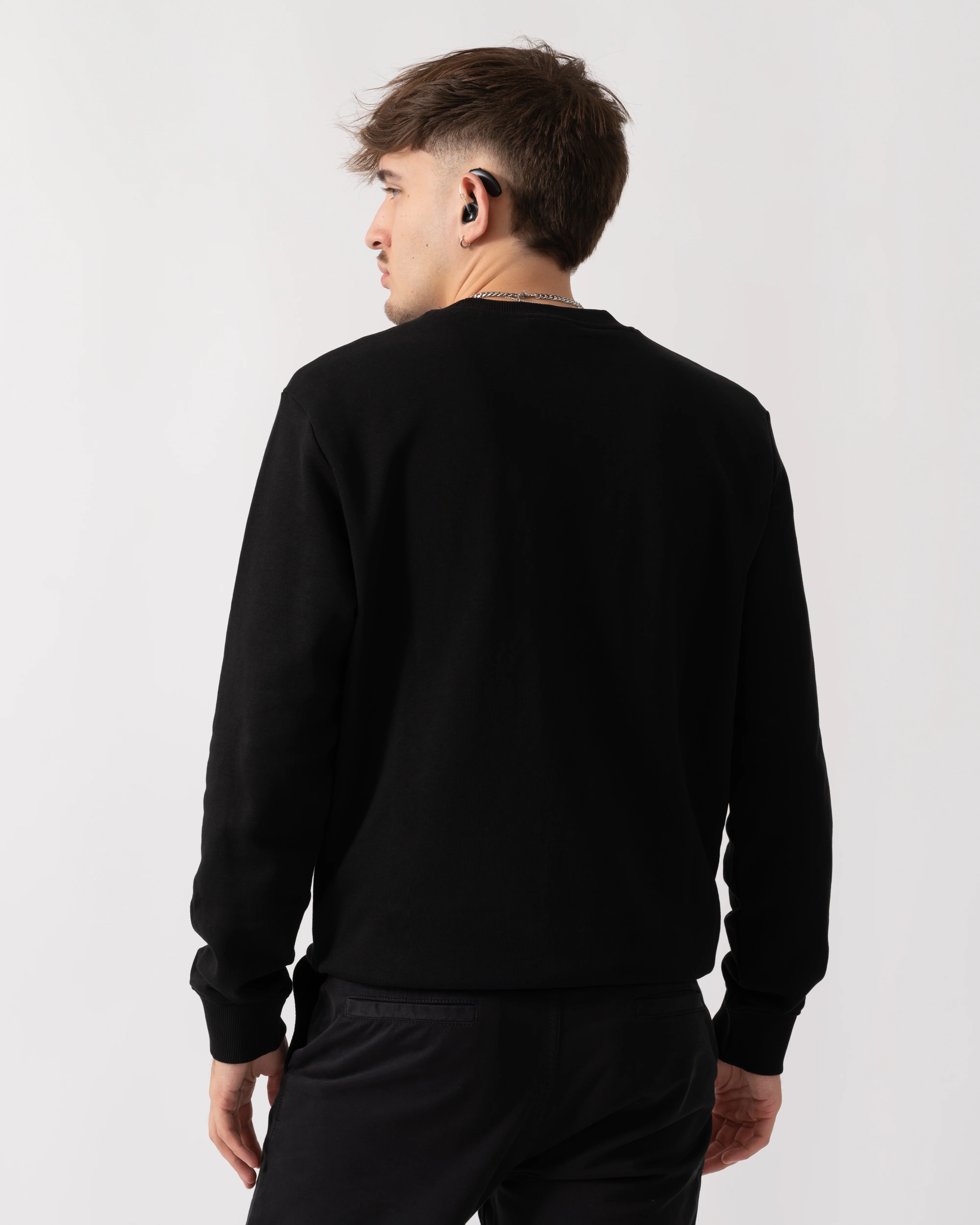 HUGO Duragol222 Large Label Logo Mens Sweatshirt - Black 001 - Image 4